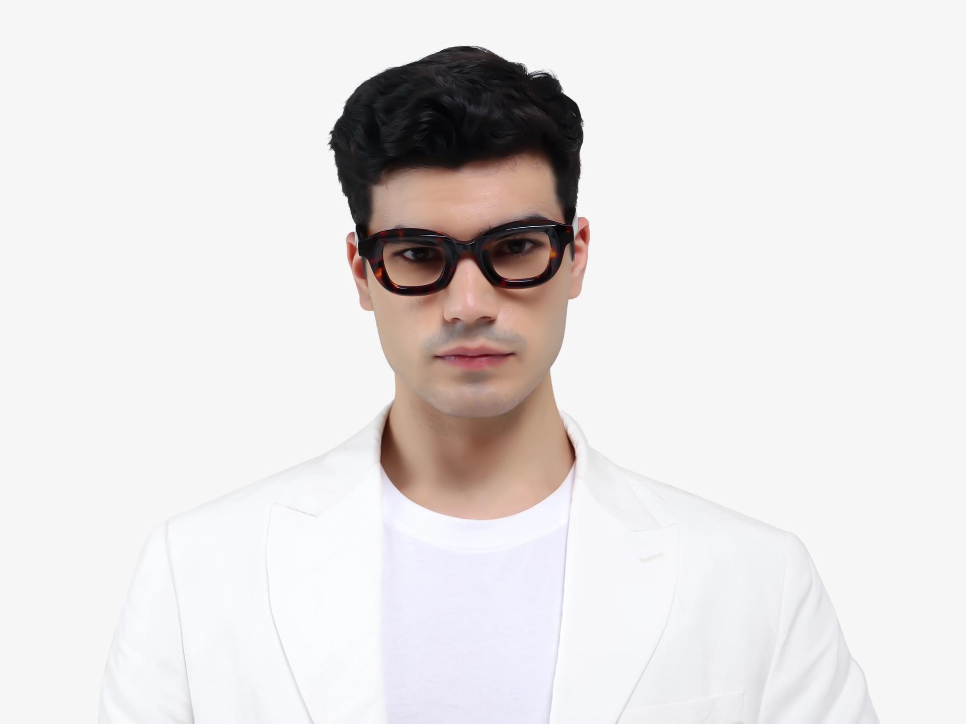 Dark Tortoise Chunky Geometric Glasses
