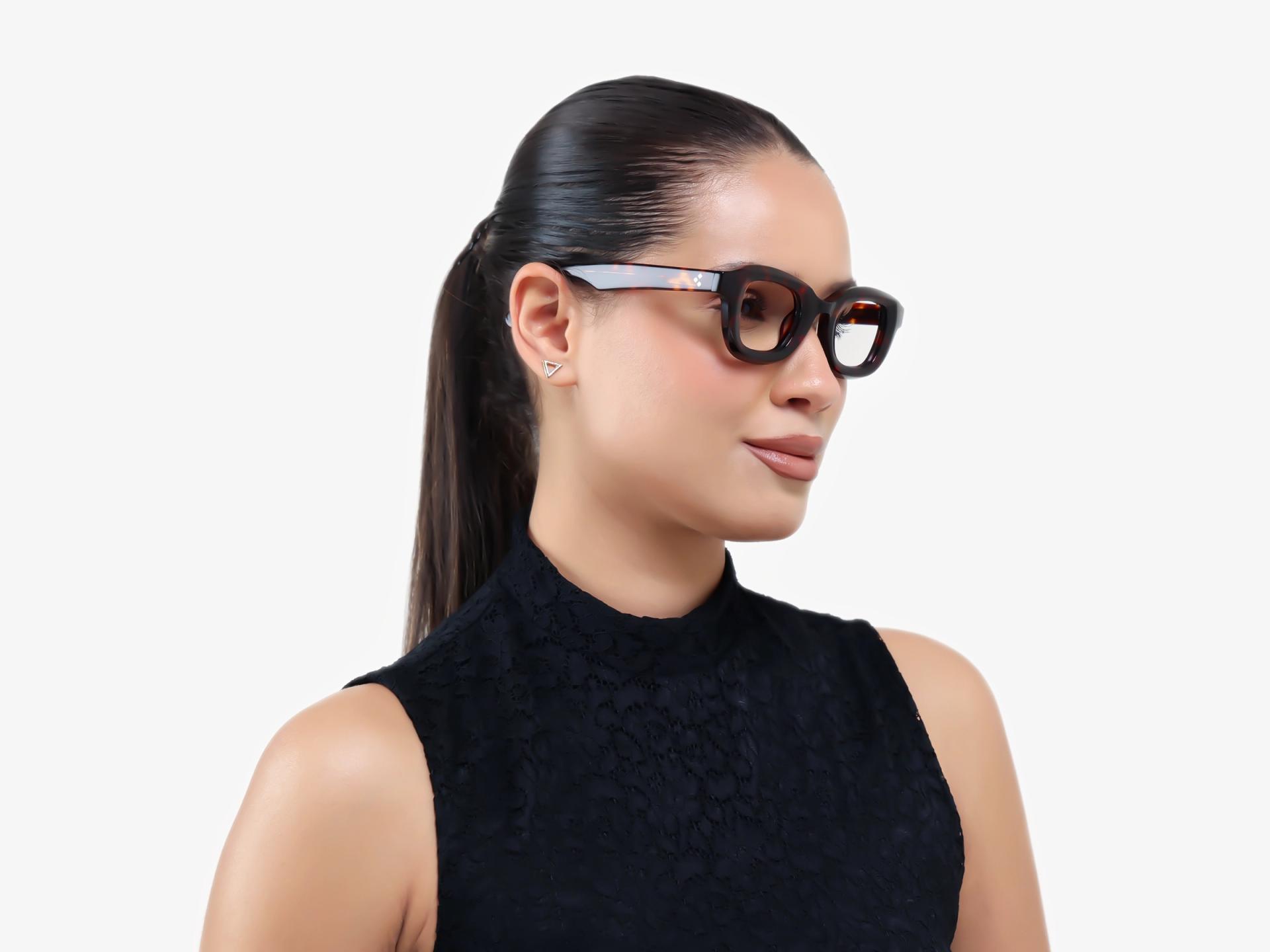 Dark Tortoise Chunky Geometric Glasses