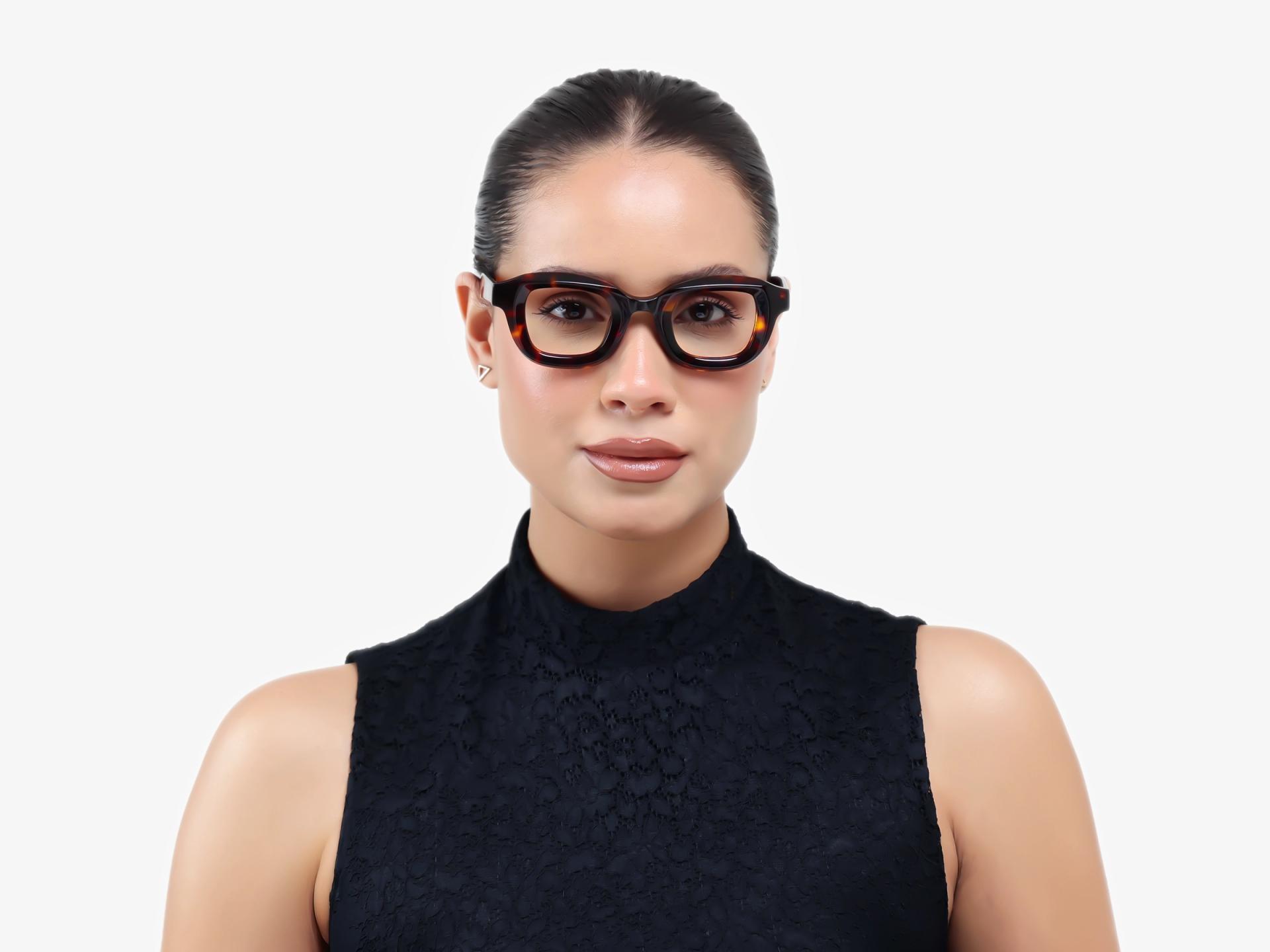 Dark Tortoise Chunky Geometric Glasses