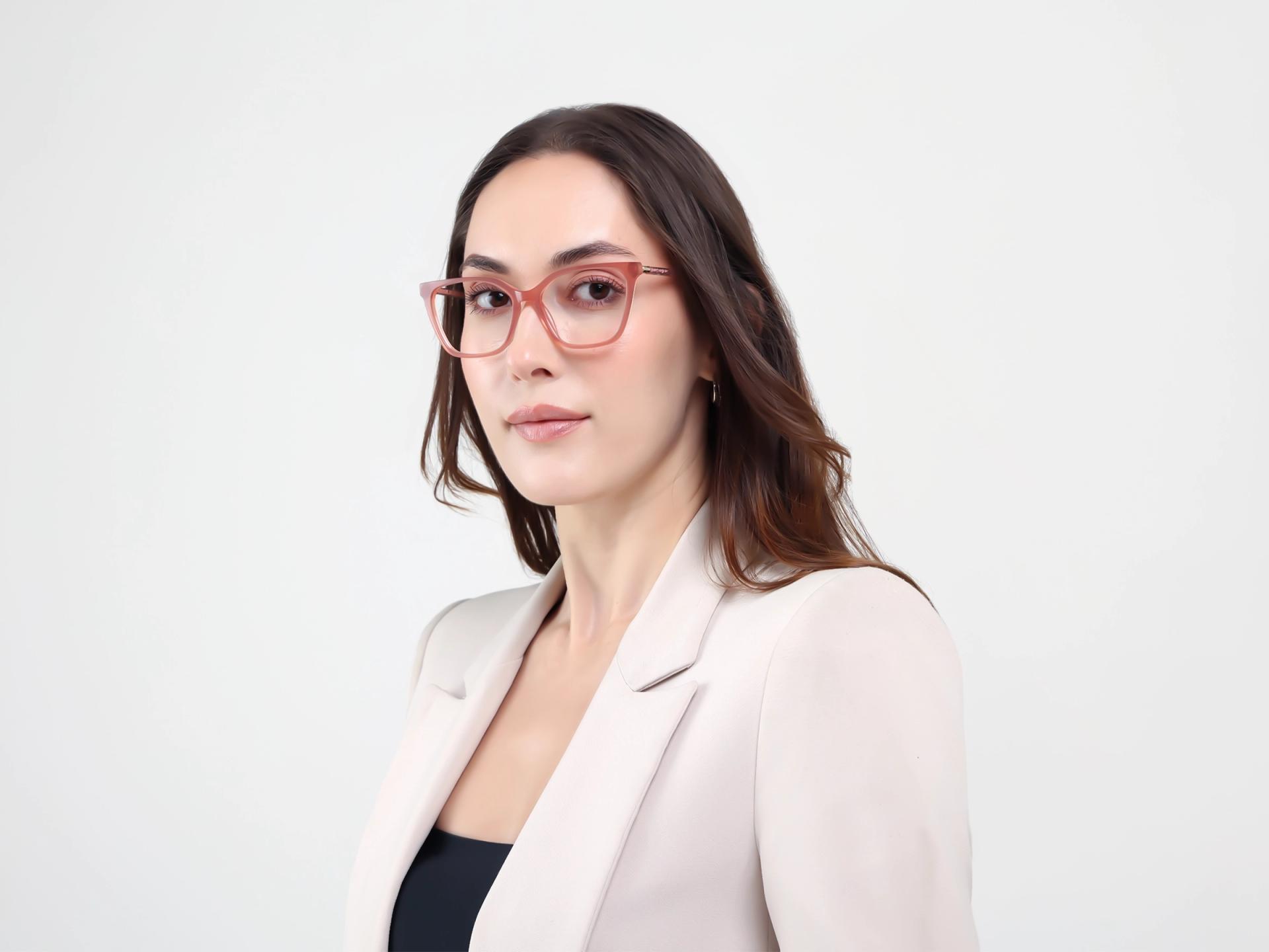 Dusty Rose Cat-eye Full-Rim Glasses For Women-1