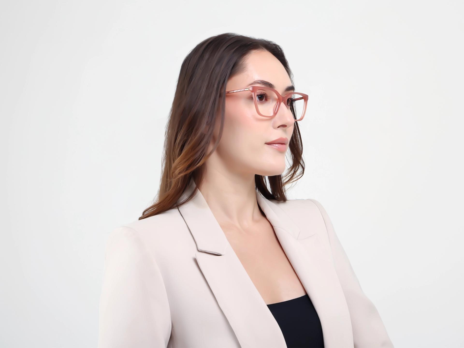 Dusty Rose Cat-eye Full-Rim Glasses For Women-1