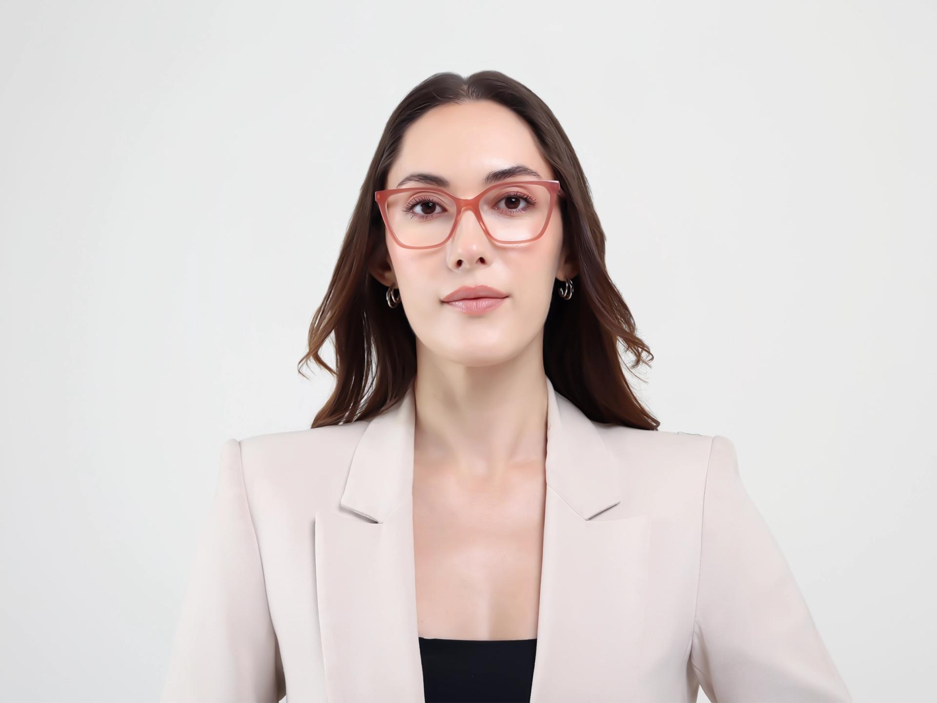 Dusty Rose Cat-eye Full-Rim Glasses For Women-1