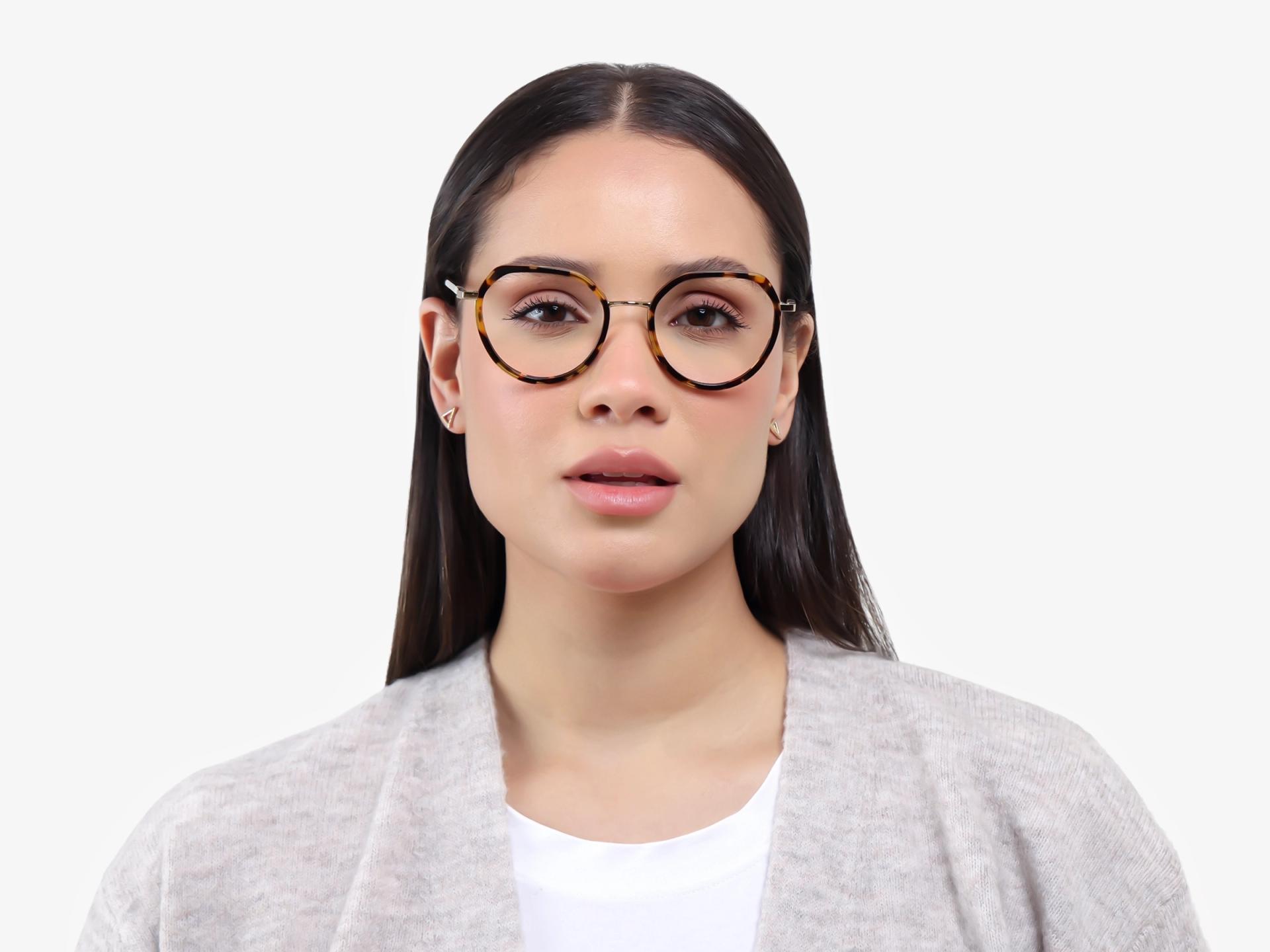 Havana Tortoise Geometric Full-Rim Glasses-1