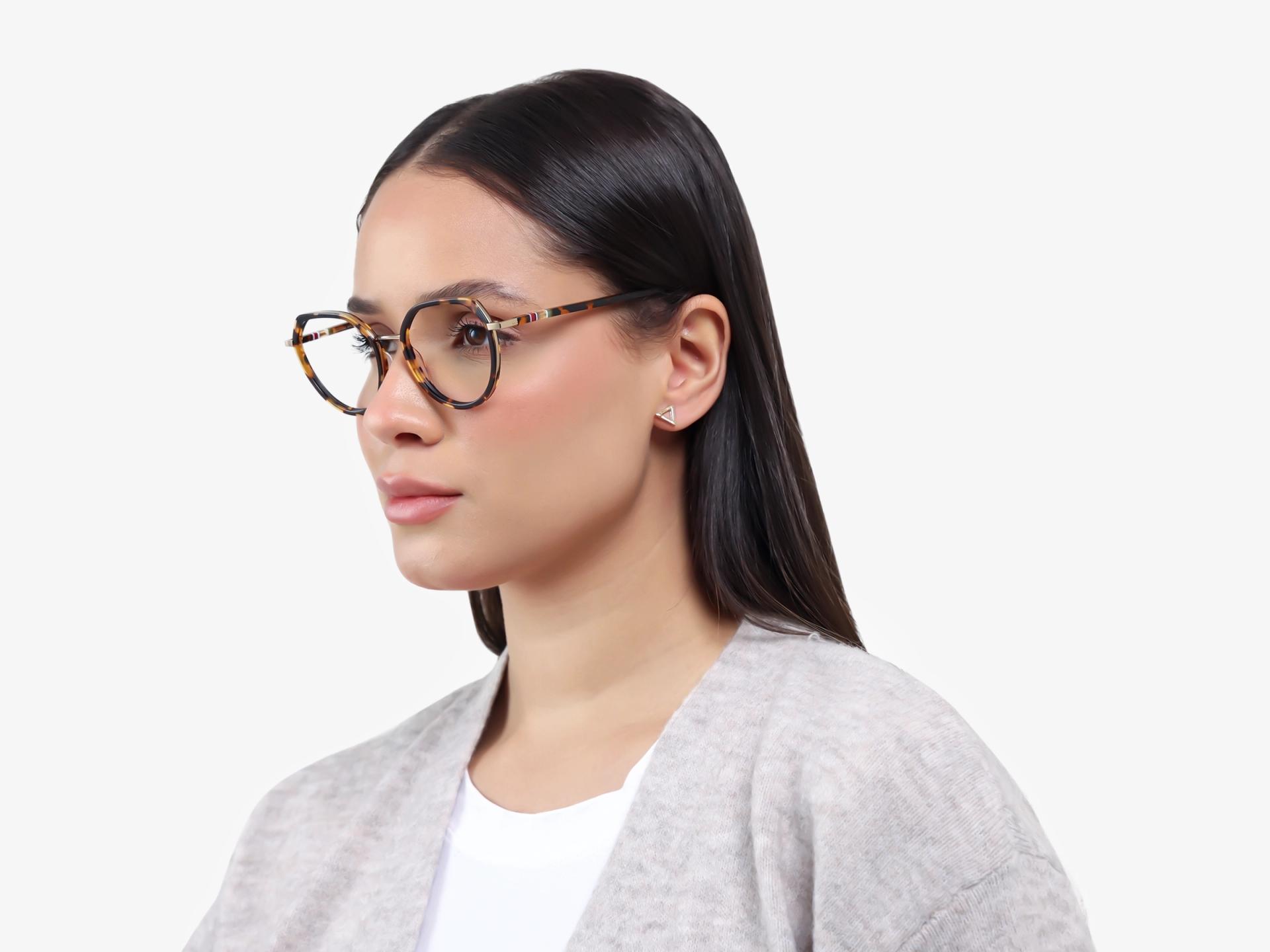 Havana Tortoise Geometric Full-Rim Glasses-1