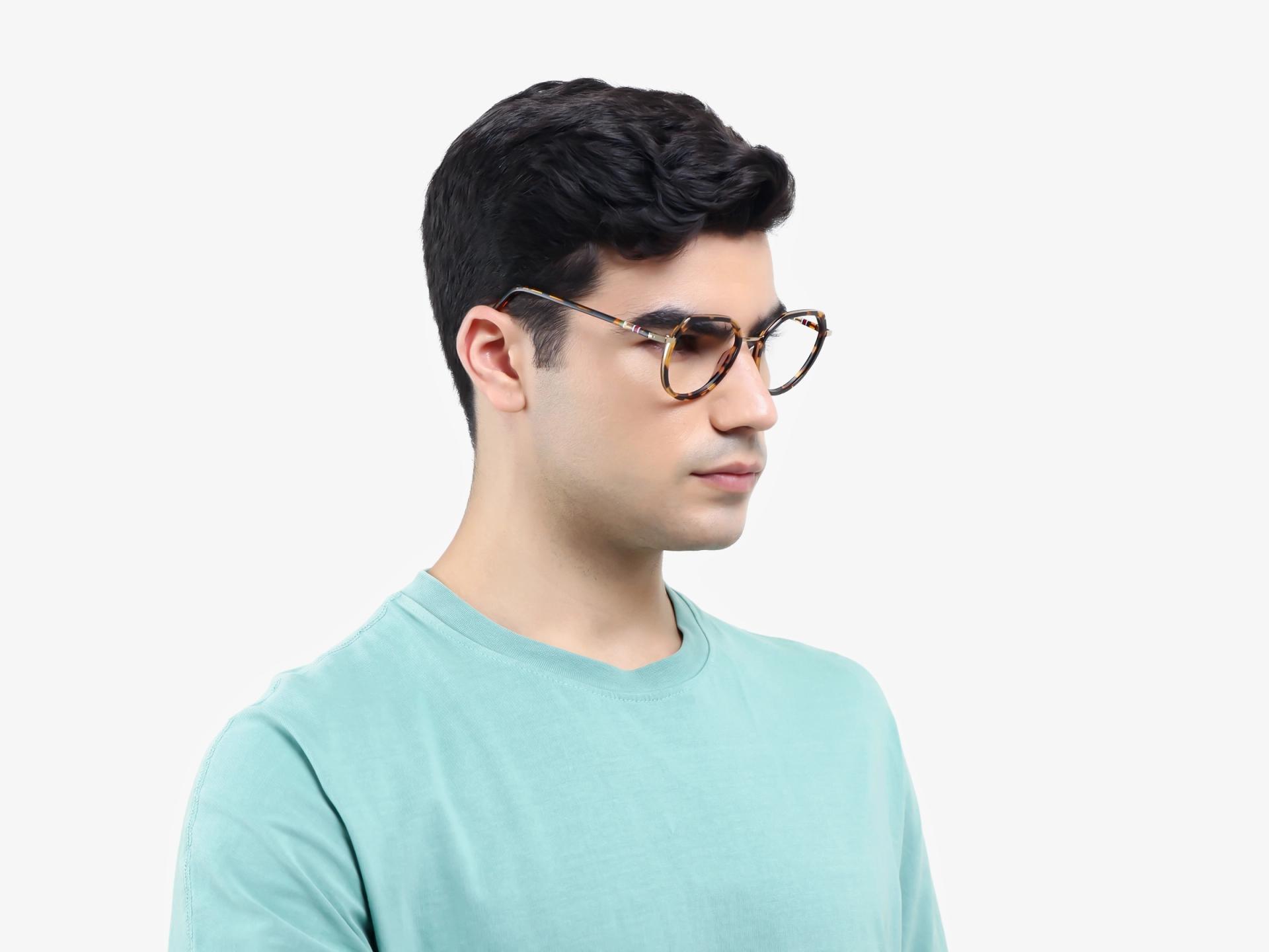 Havana Tortoise Geometric Full-Rim Glasses-1