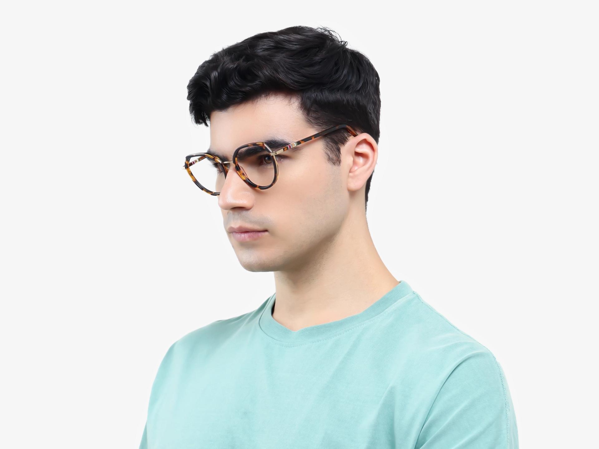 Havana Tortoise Geometric Full-Rim Glasses-1