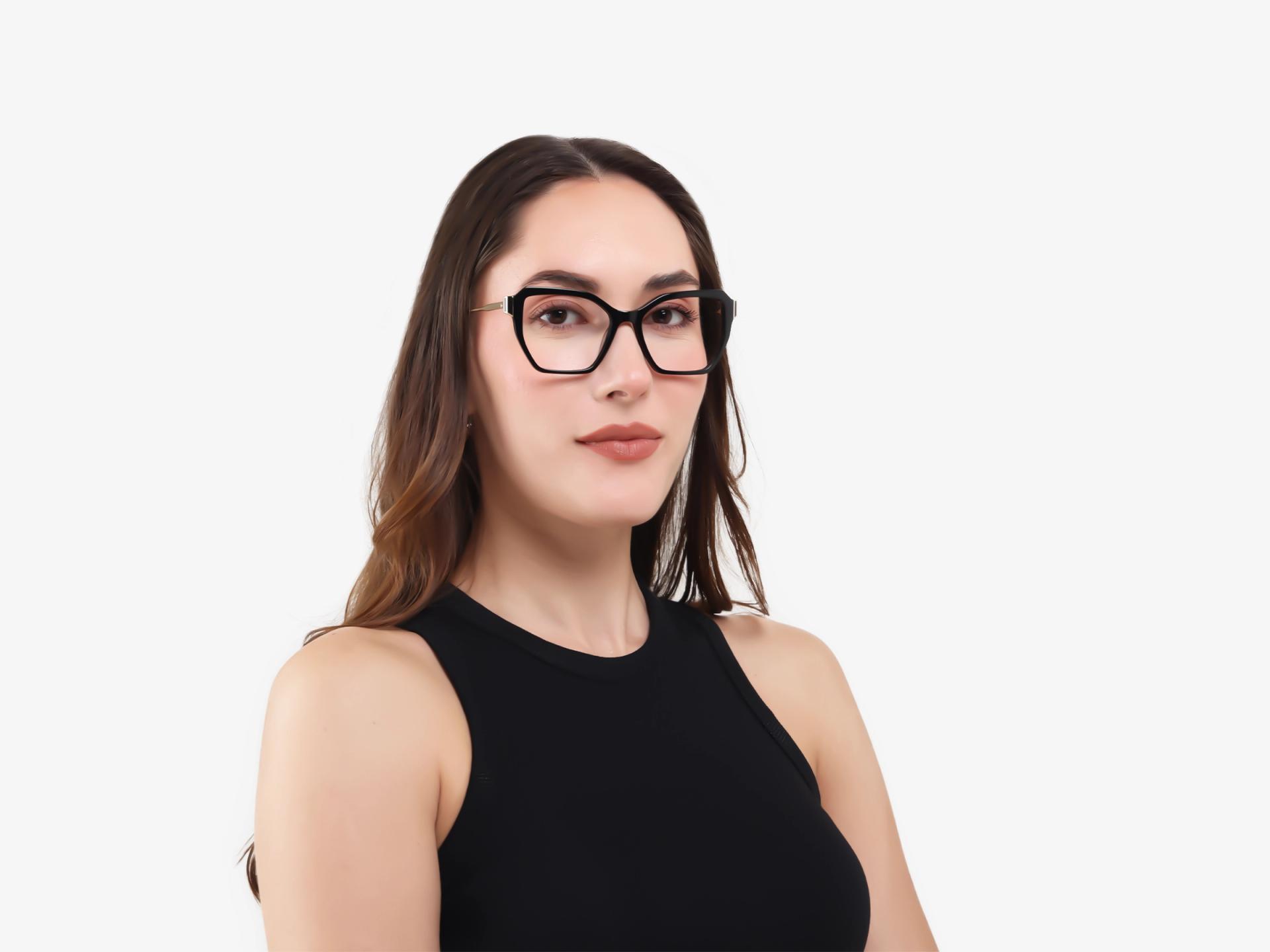 Black Geometric Butterfly Mixed Material Glasses-1