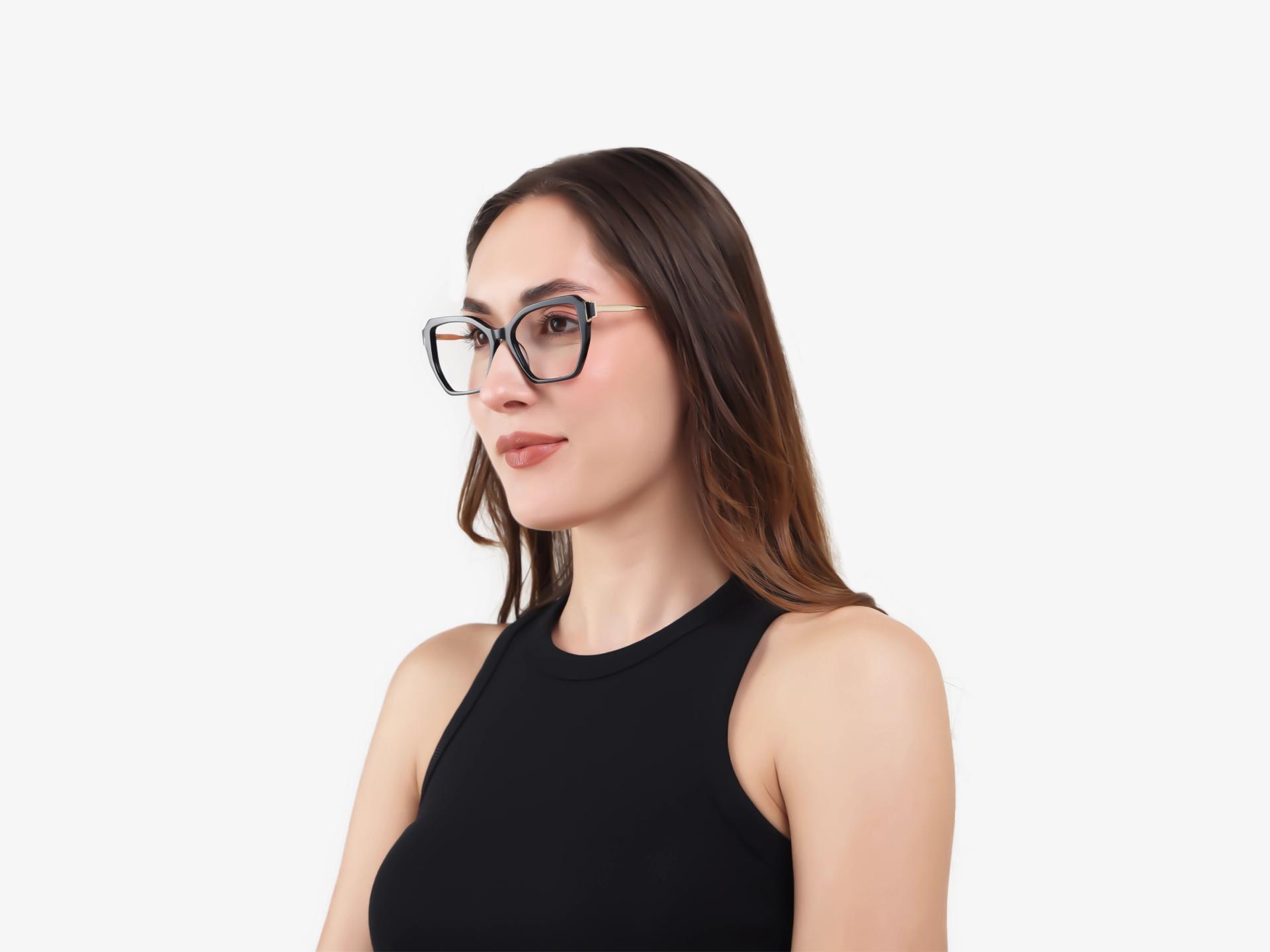 Black Geometric Butterfly Mixed Material Glasses-1