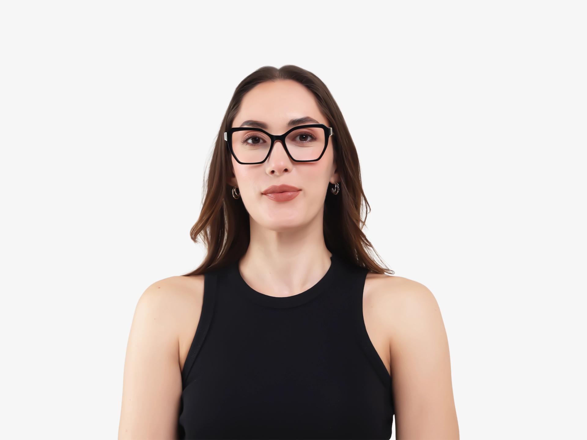 Black Geometric Butterfly Mixed Material Glasses-1