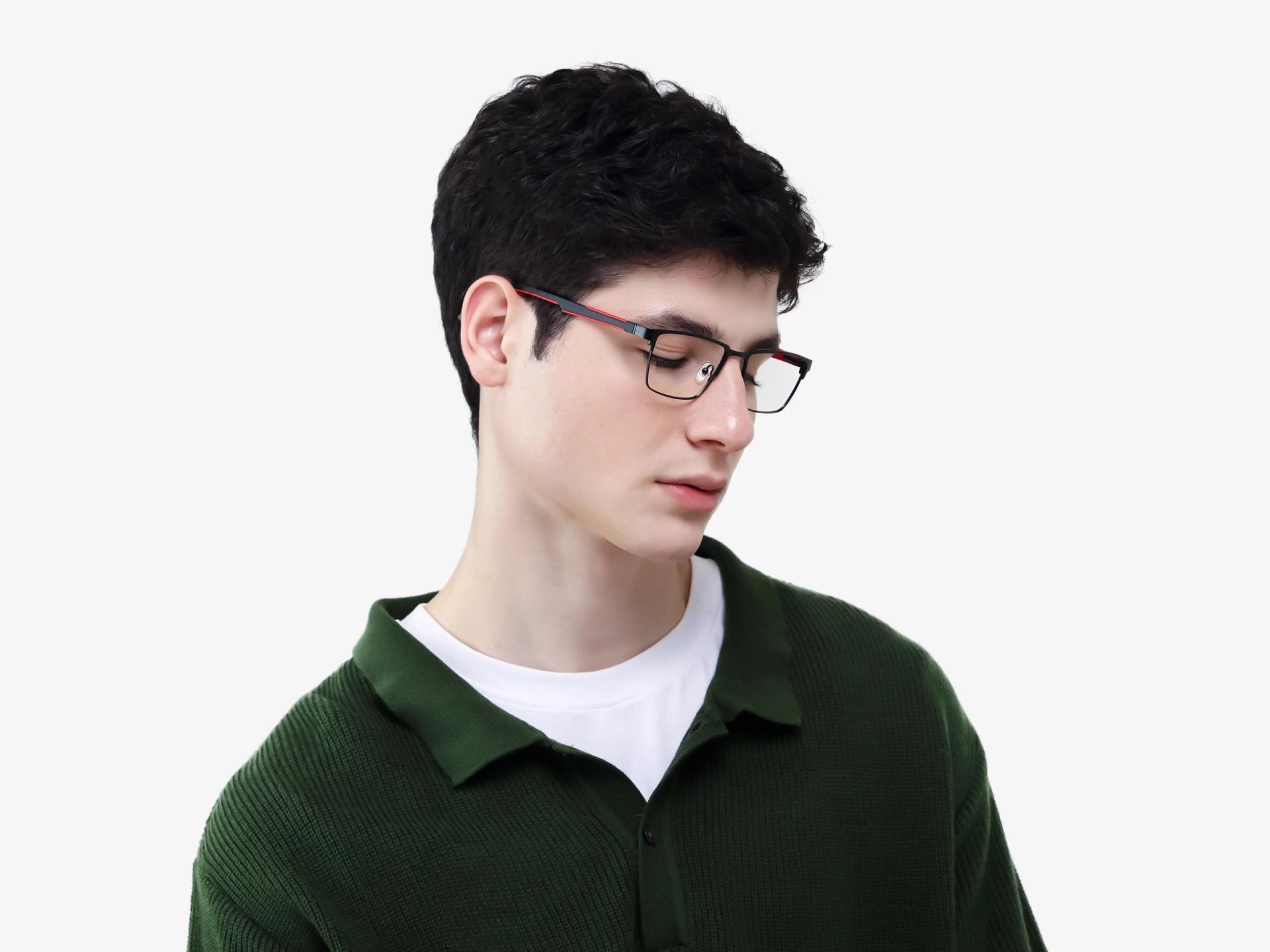 Rectangle Black Fullrim Metal Glasses-1