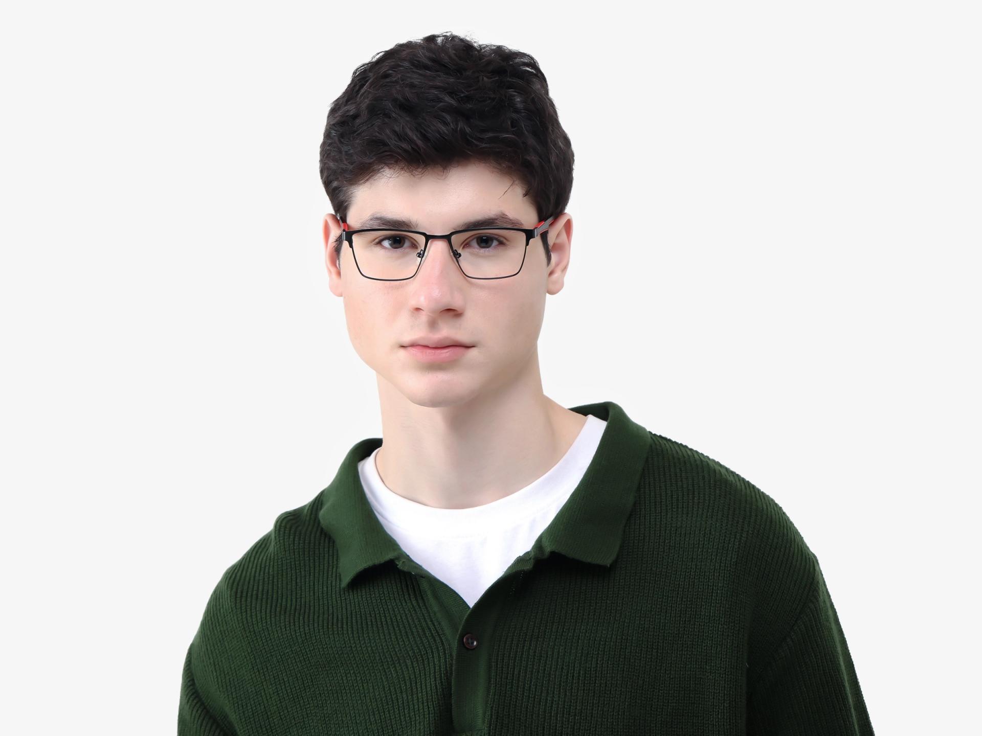 Rectangle Black Fullrim Metal Glasses-1