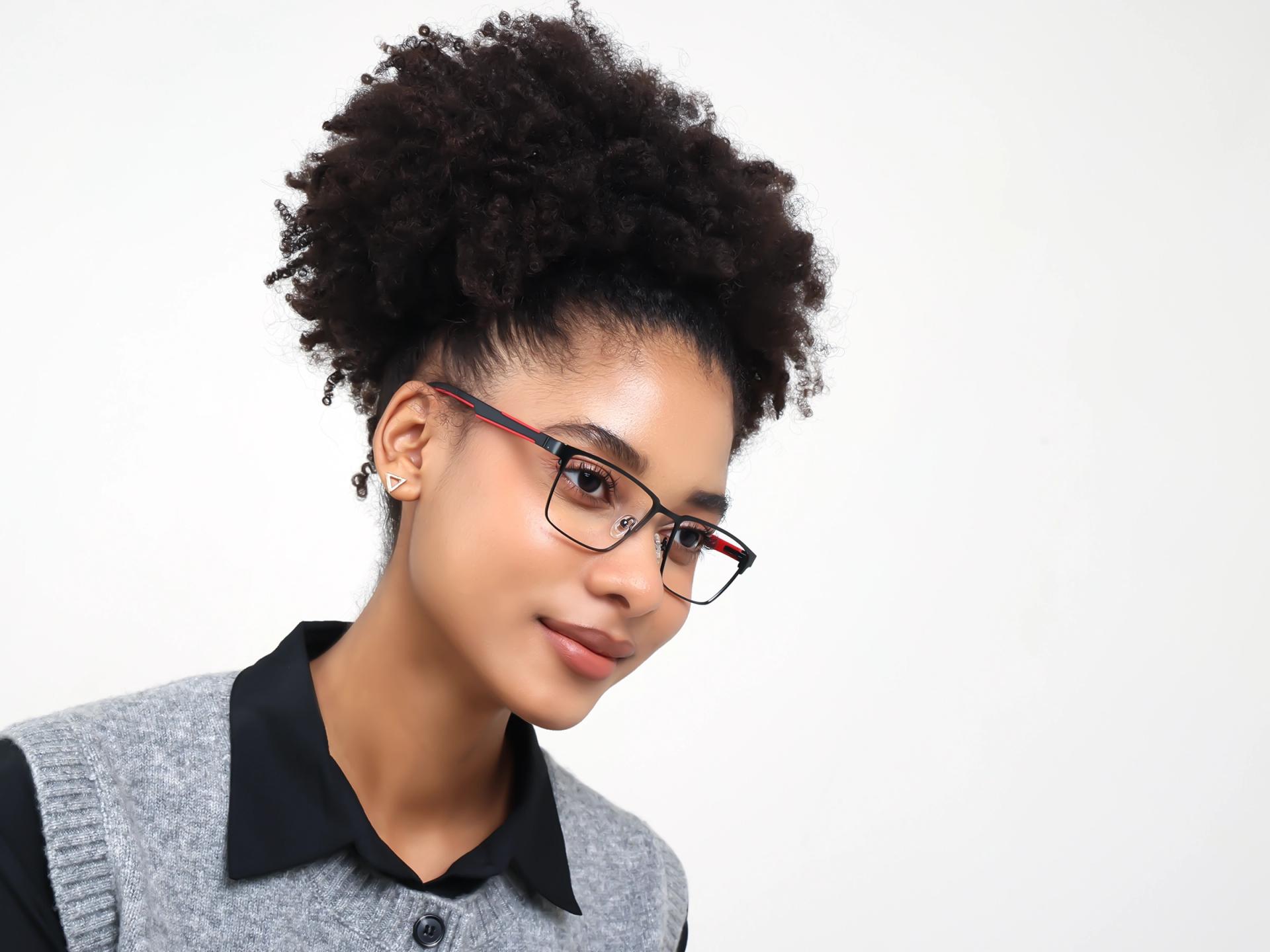 Rectangle Black Fullrim Metal Glasses-1