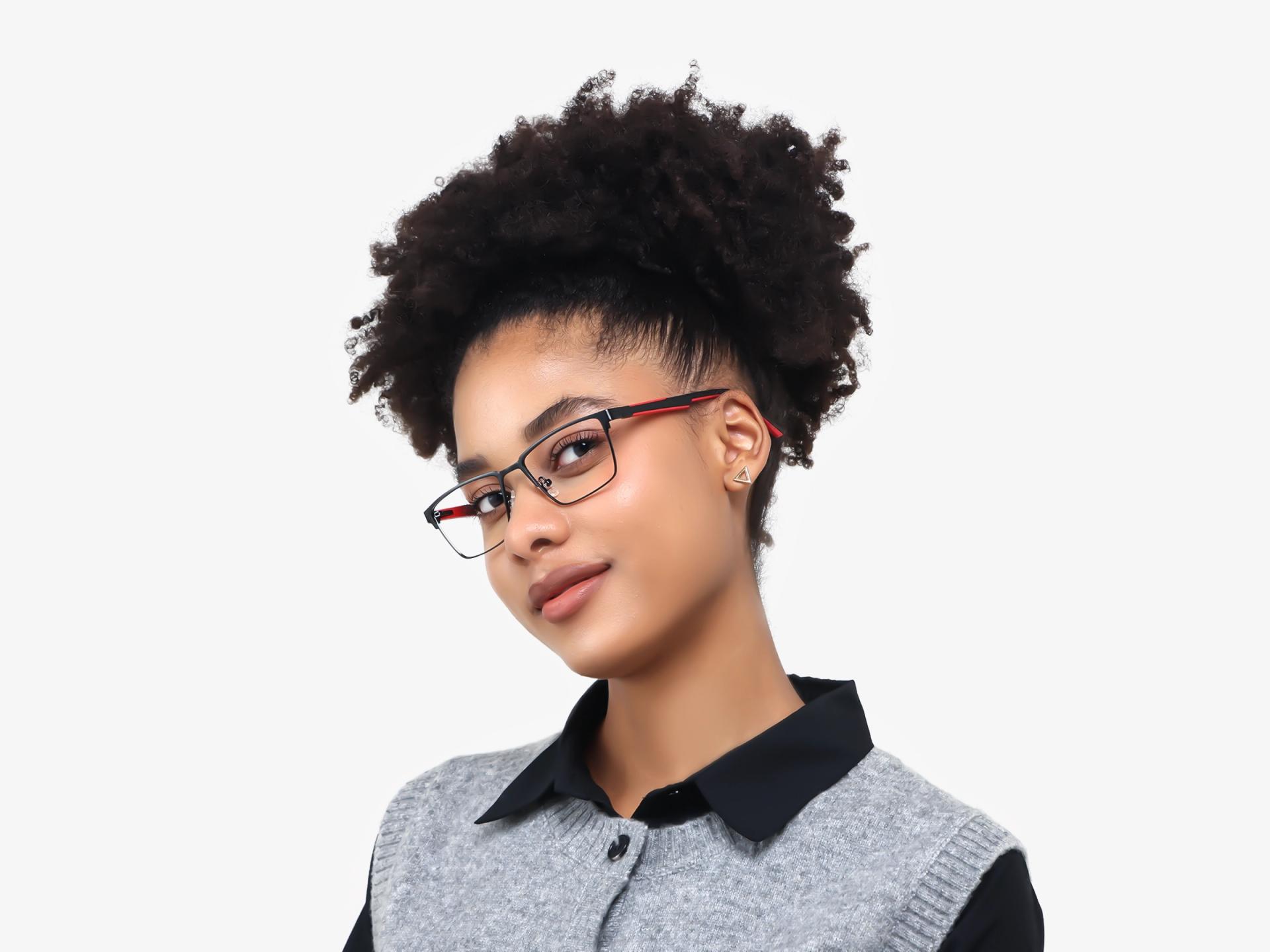 Rectangle Black Fullrim Metal Glasses-1
