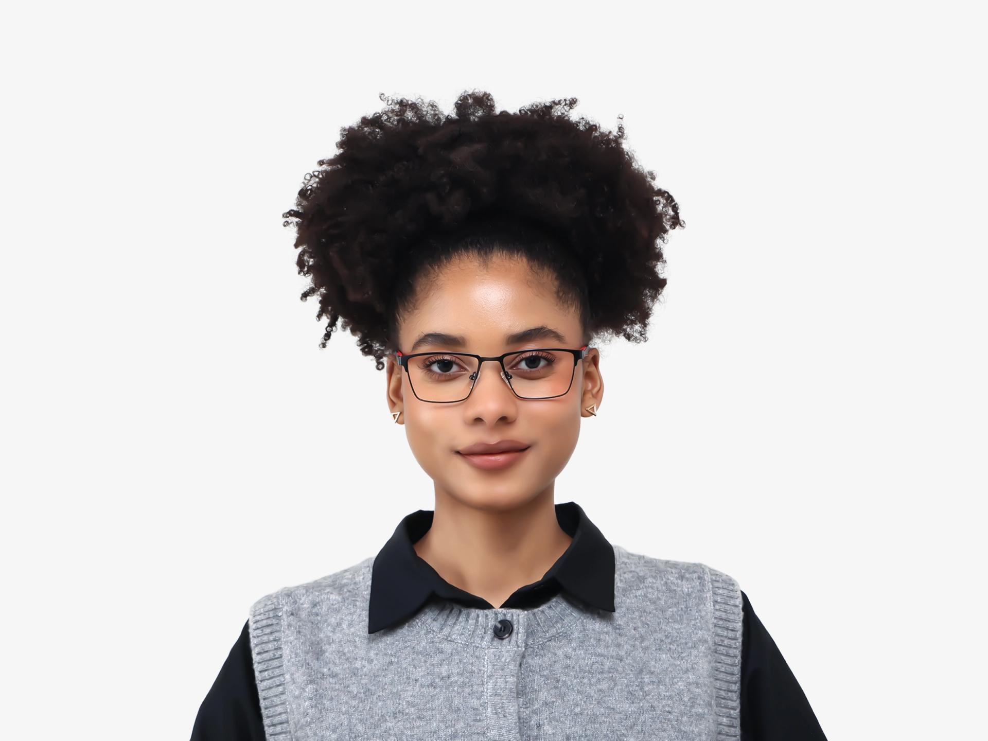 Rectangle Black Fullrim Metal Glasses-1