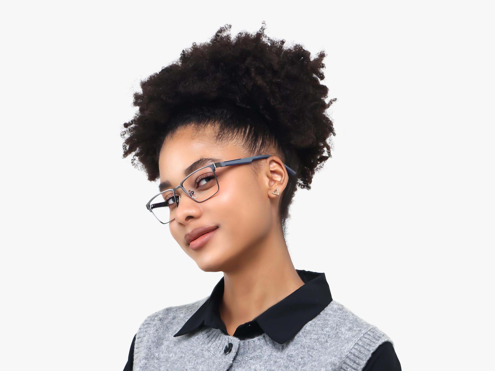 Rectangle Gunmetal Fullrim Metal Glasses-1