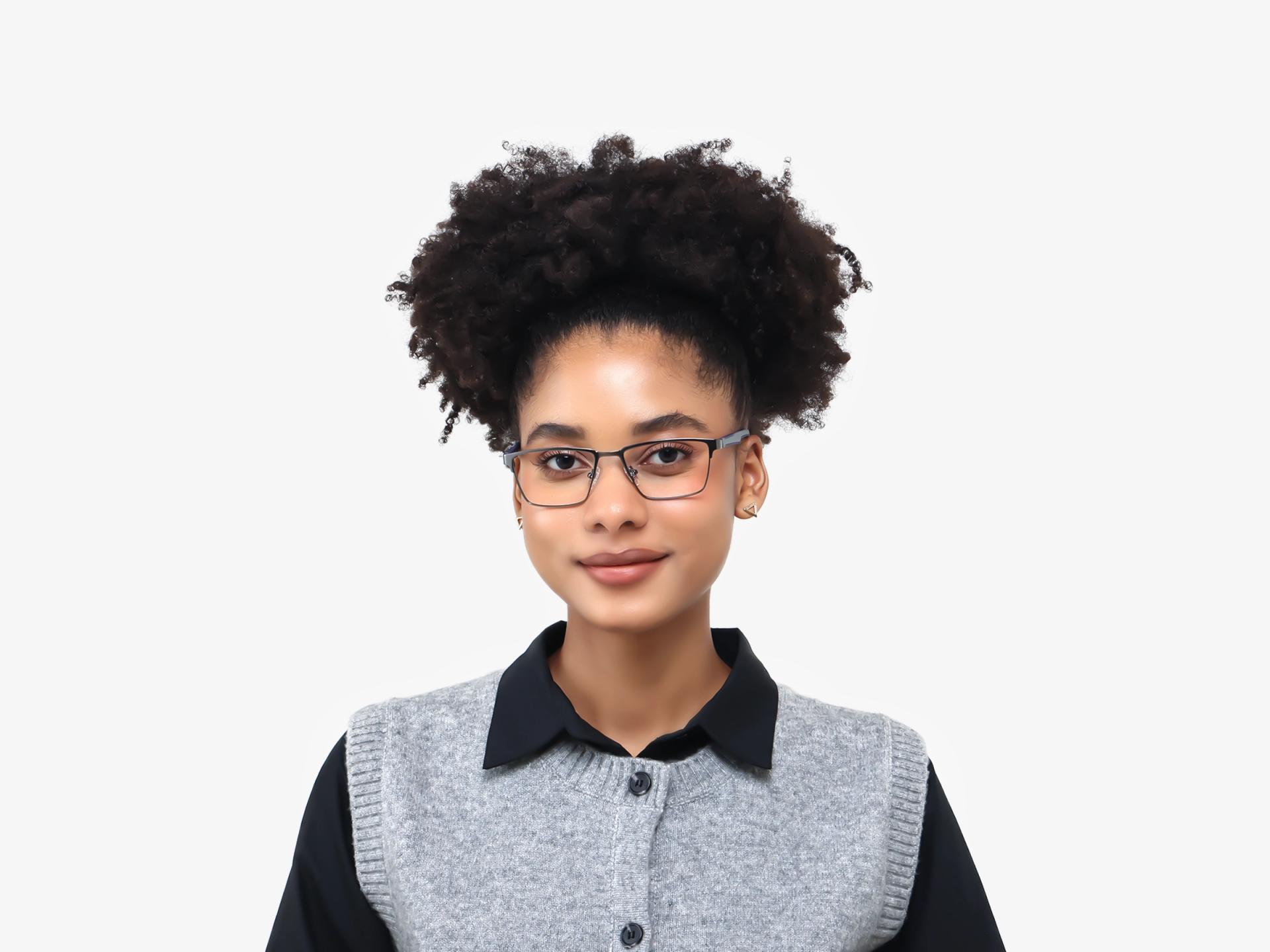 Rectangle Gunmetal Fullrim Metal Glasses-1