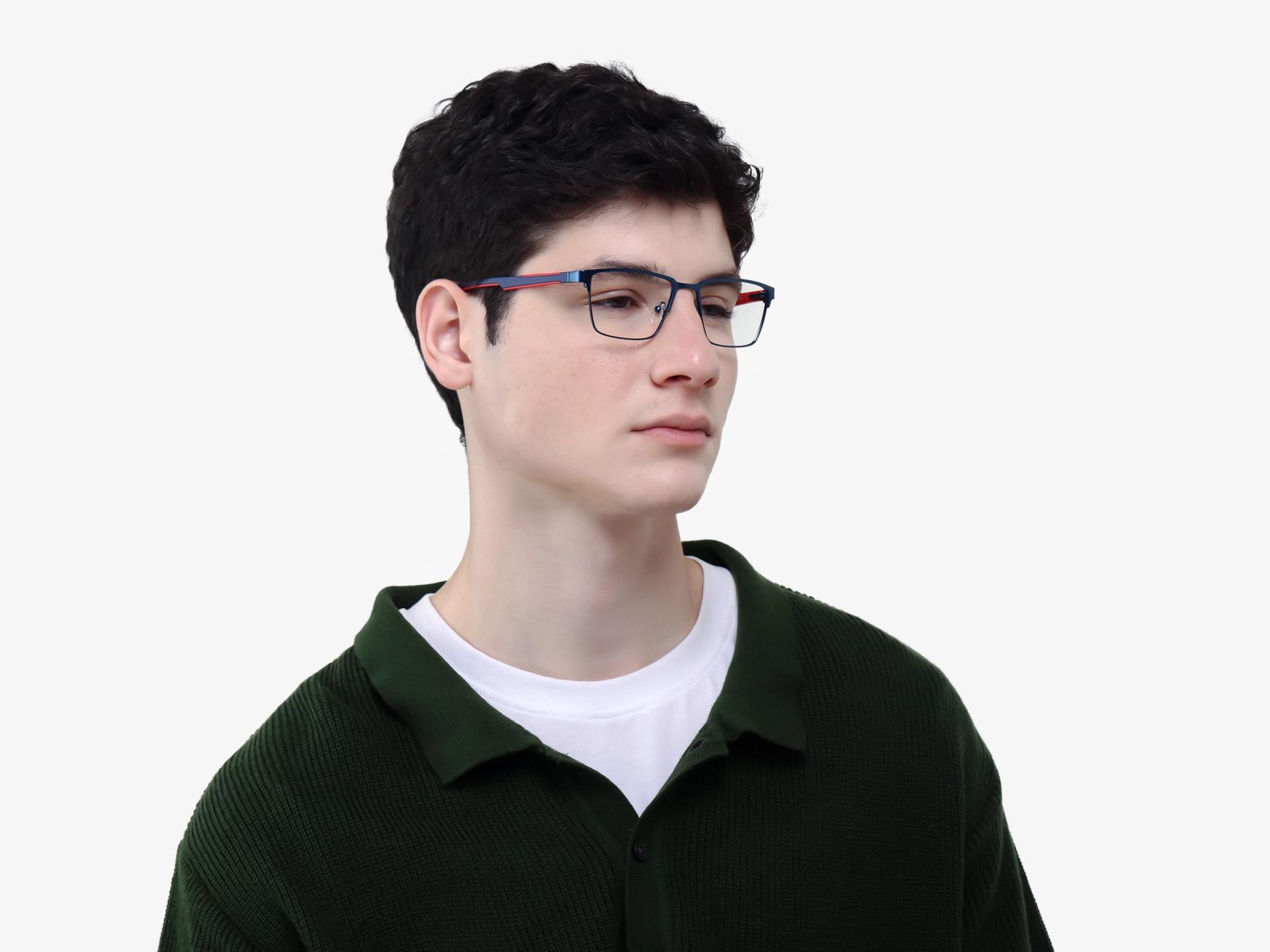 Rectangle Blue Fullrim Metal Glasses-1