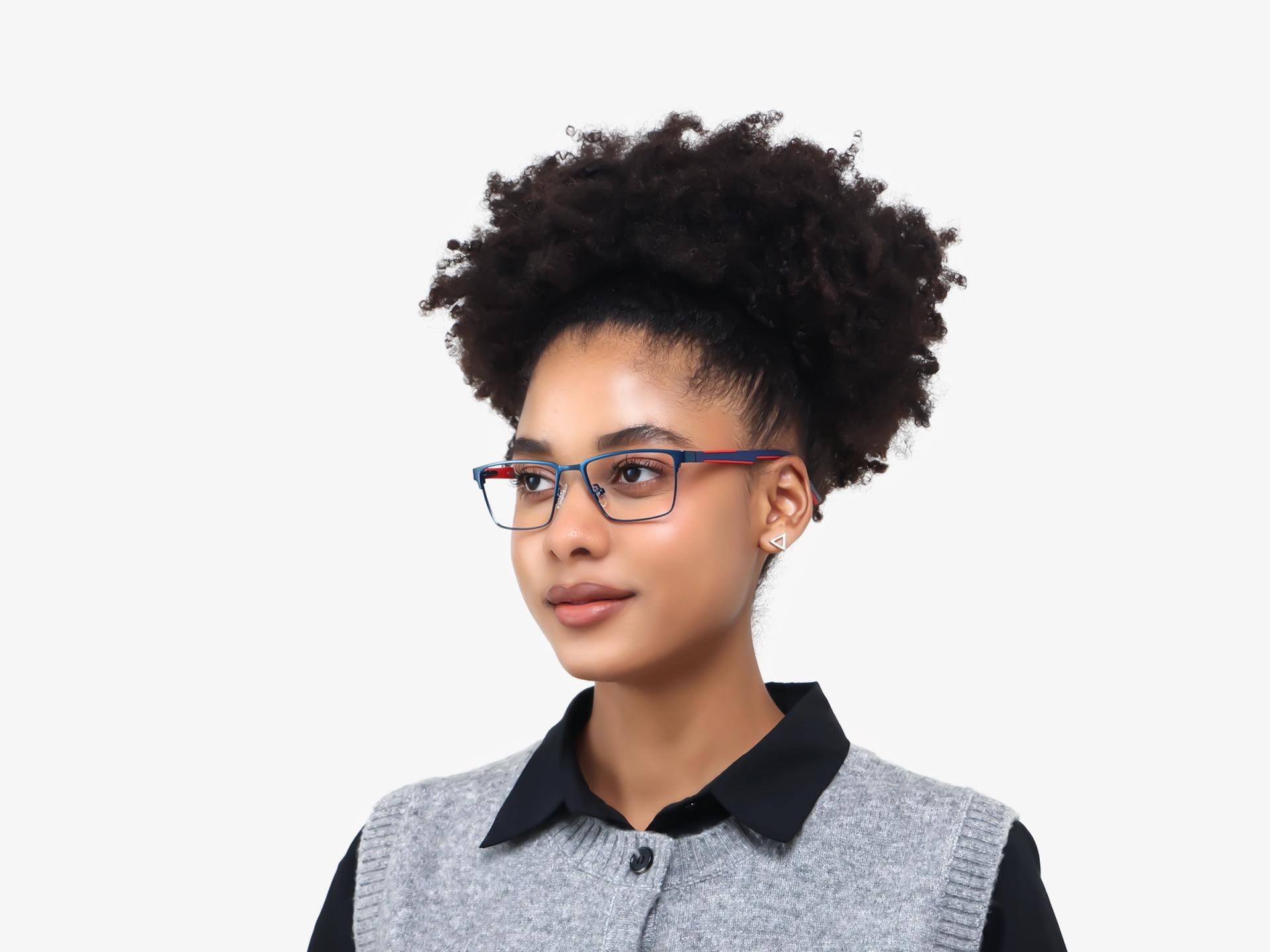 Rectangle Blue Fullrim Metal Glasses-1