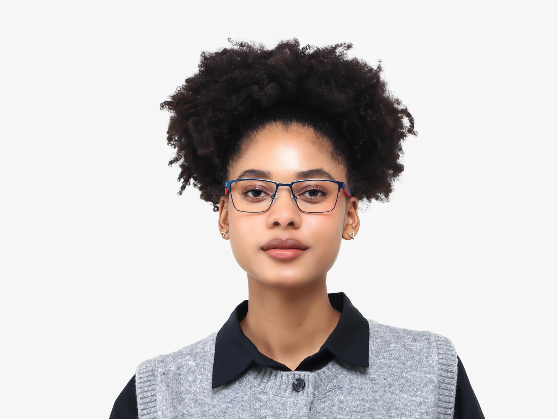 Rectangle Blue Fullrim Metal Glasses-1