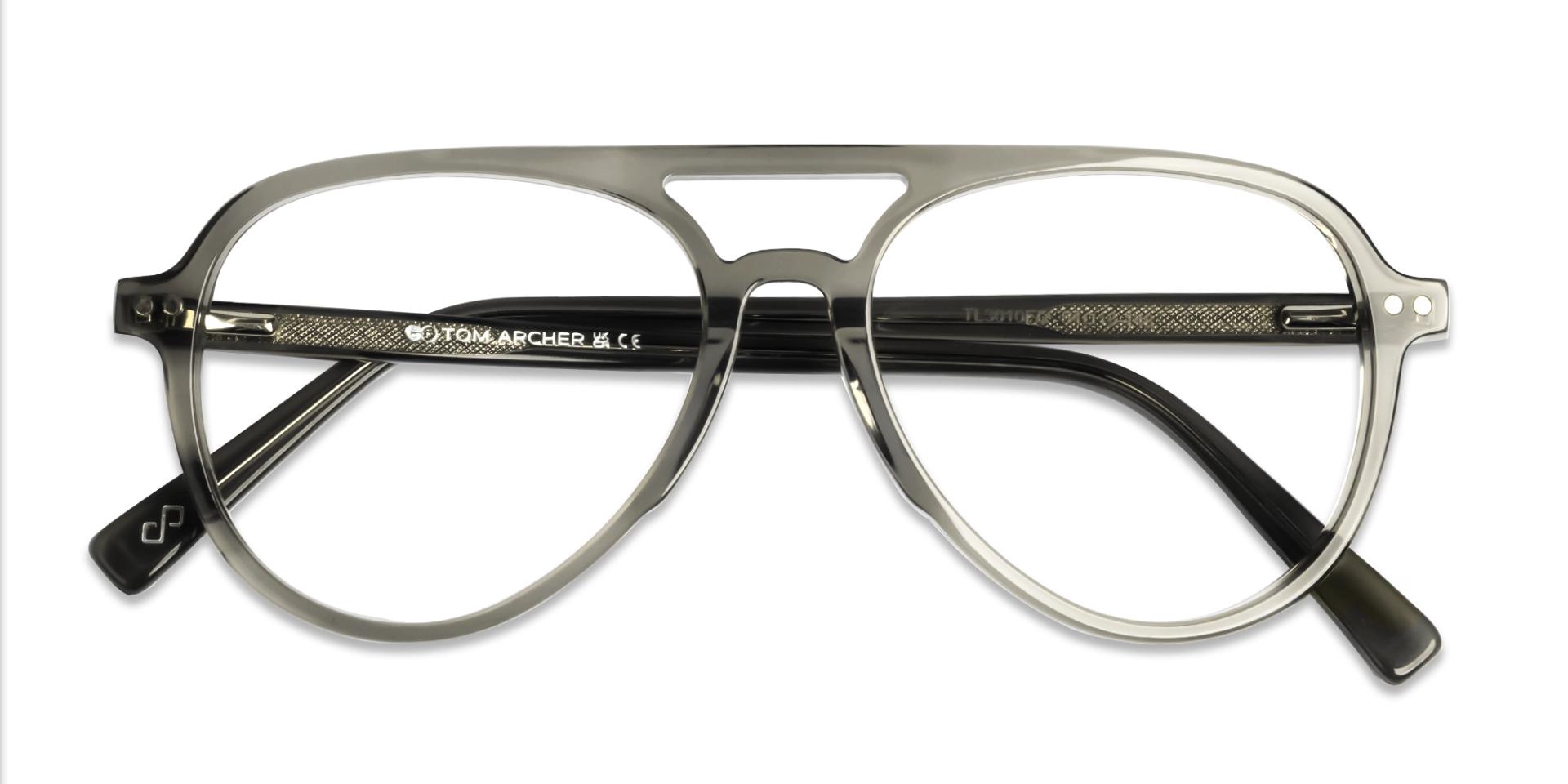 Crystal Grey Clip-On Glasses with Green & Yellow Lenses