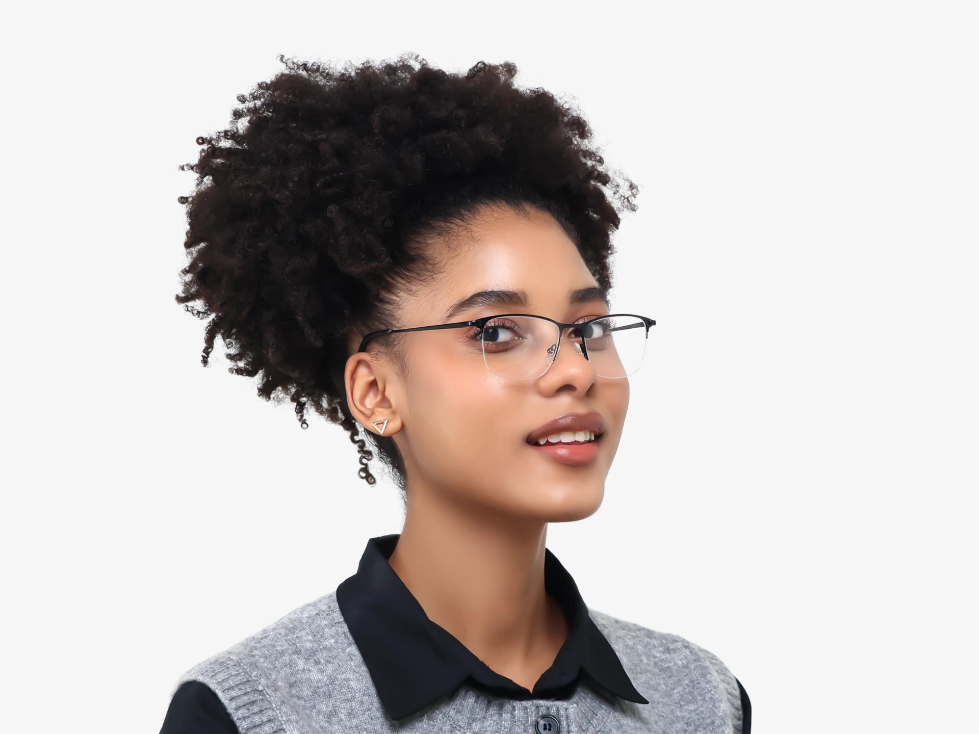 Small Black Square Metal Glasses-1
