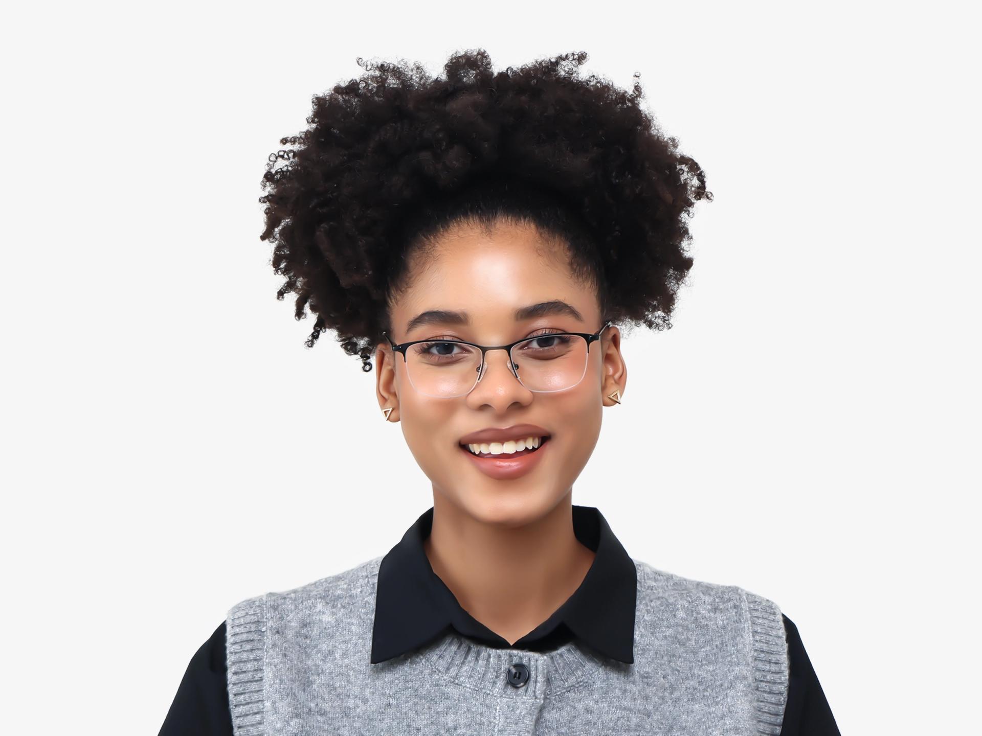Small Black Square Metal Glasses-1