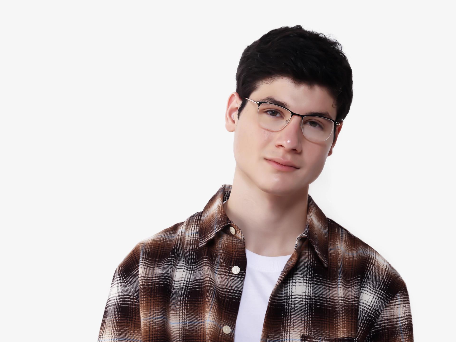Matte Brown Square Metal Glasses-1