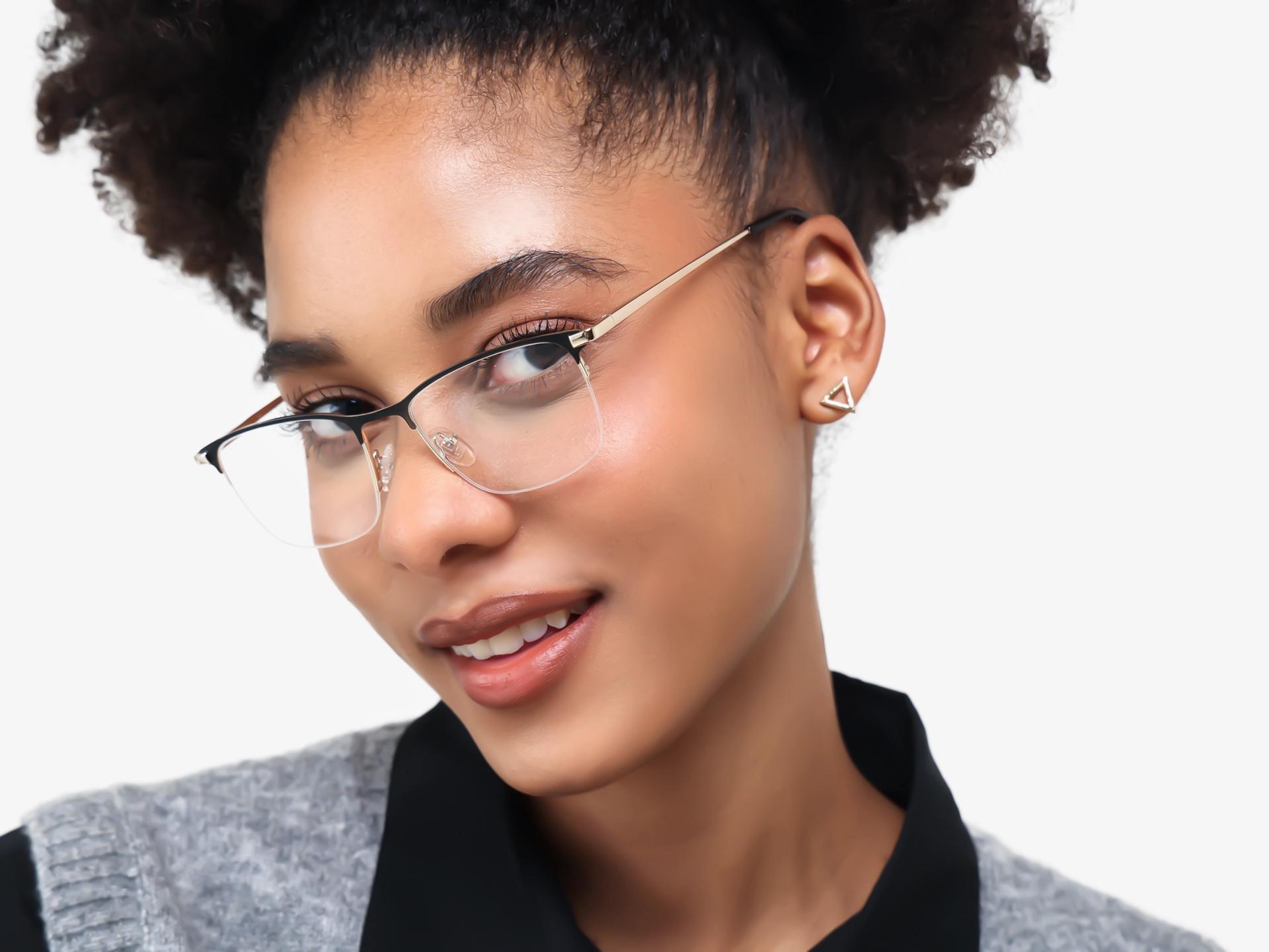 Matte Brown Square Metal Glasses-1