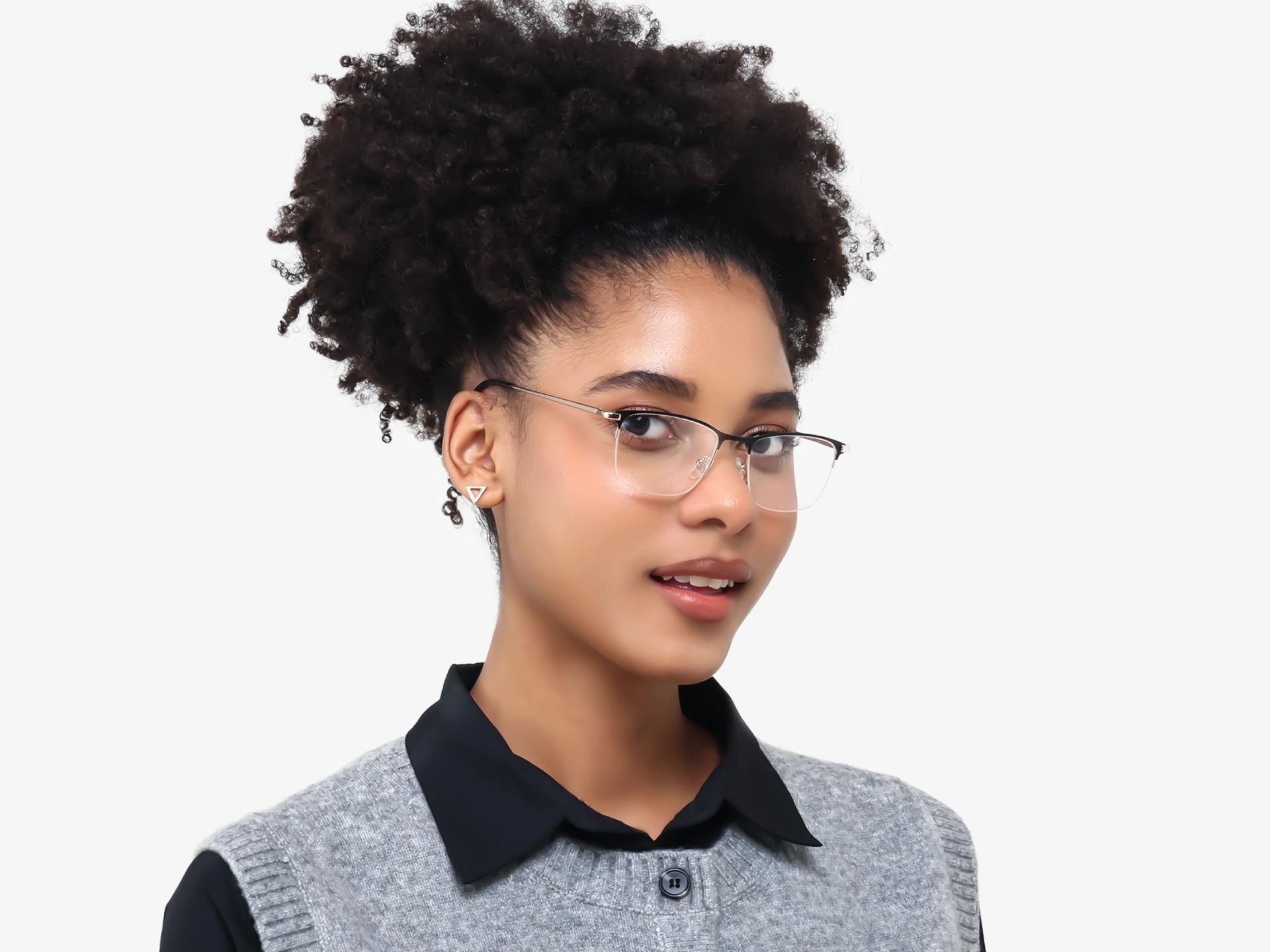 Matte Brown Square Metal Glasses-1