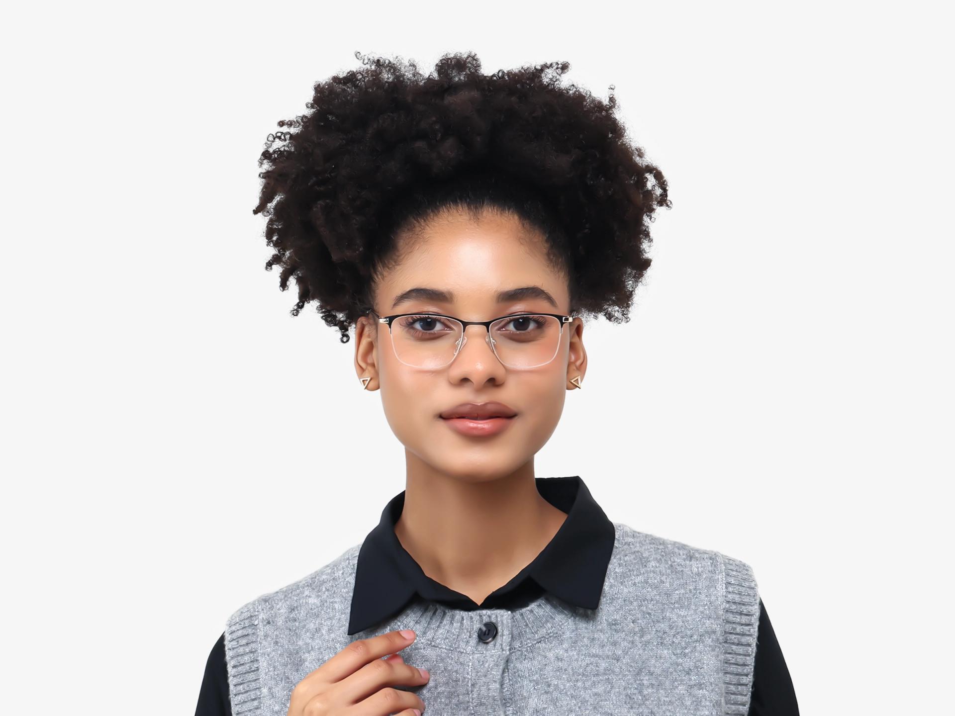 Matte Brown Square Metal Glasses-1
