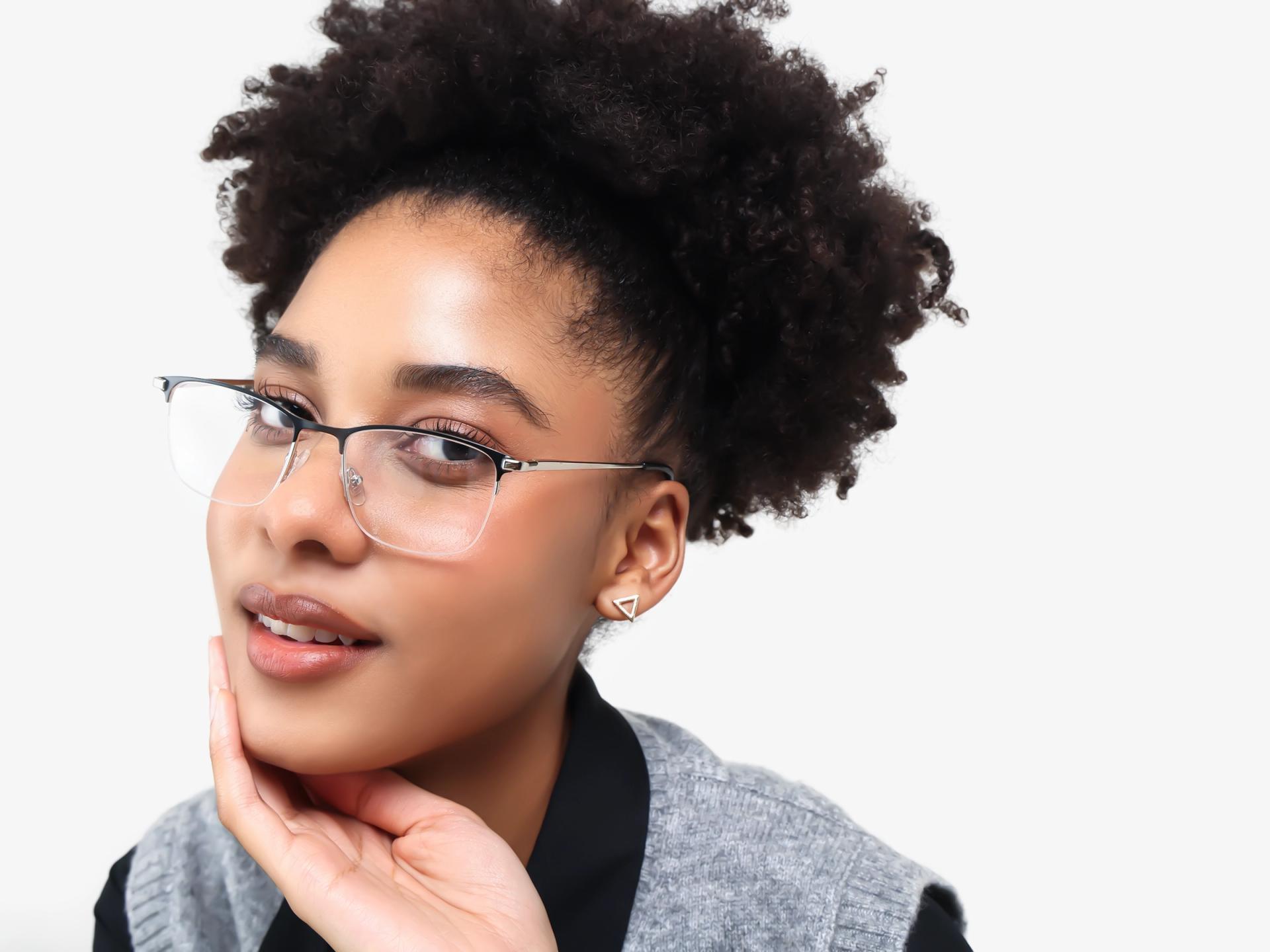 Small Matte Black Square Metal Glasses-1