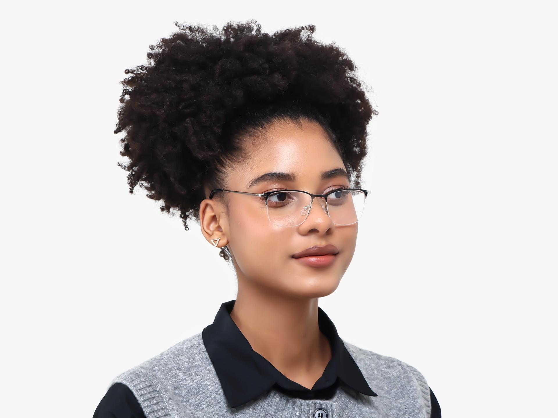 Small Matte Black Square Metal Glasses-1