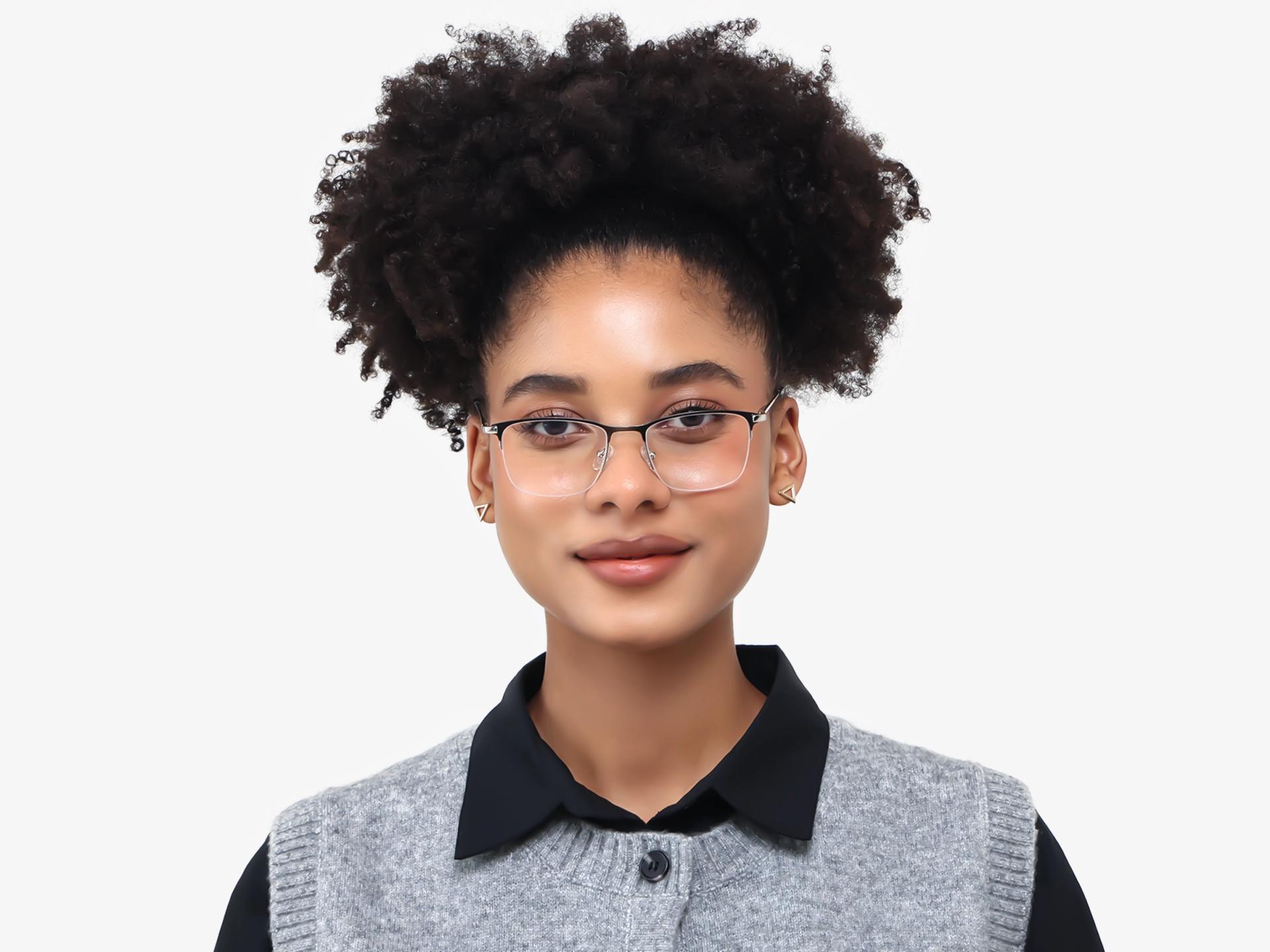 Small Matte Black Square Metal Glasses-1