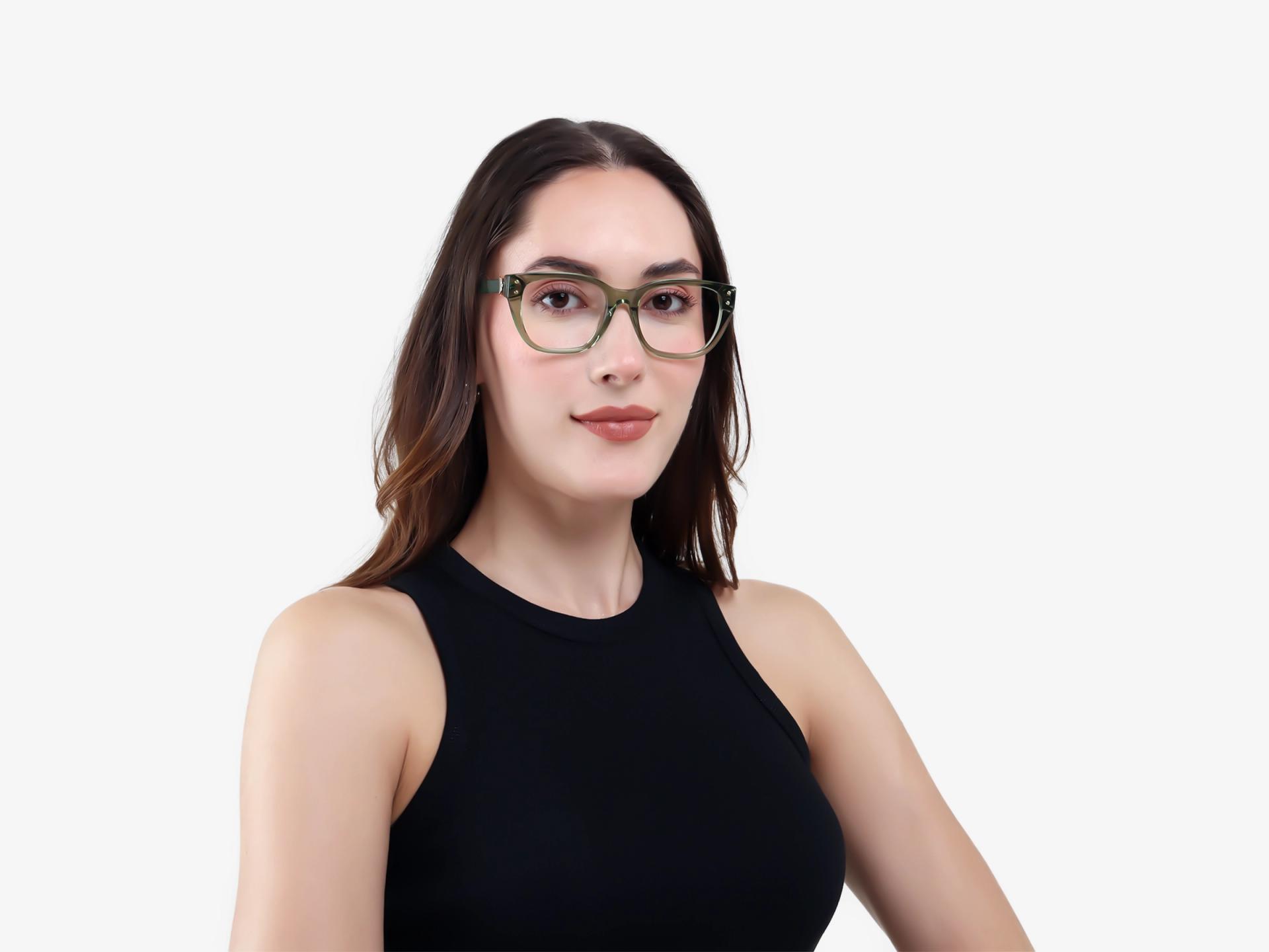 Crystal Gin Green Cat-eye Fullrim Glasses-1