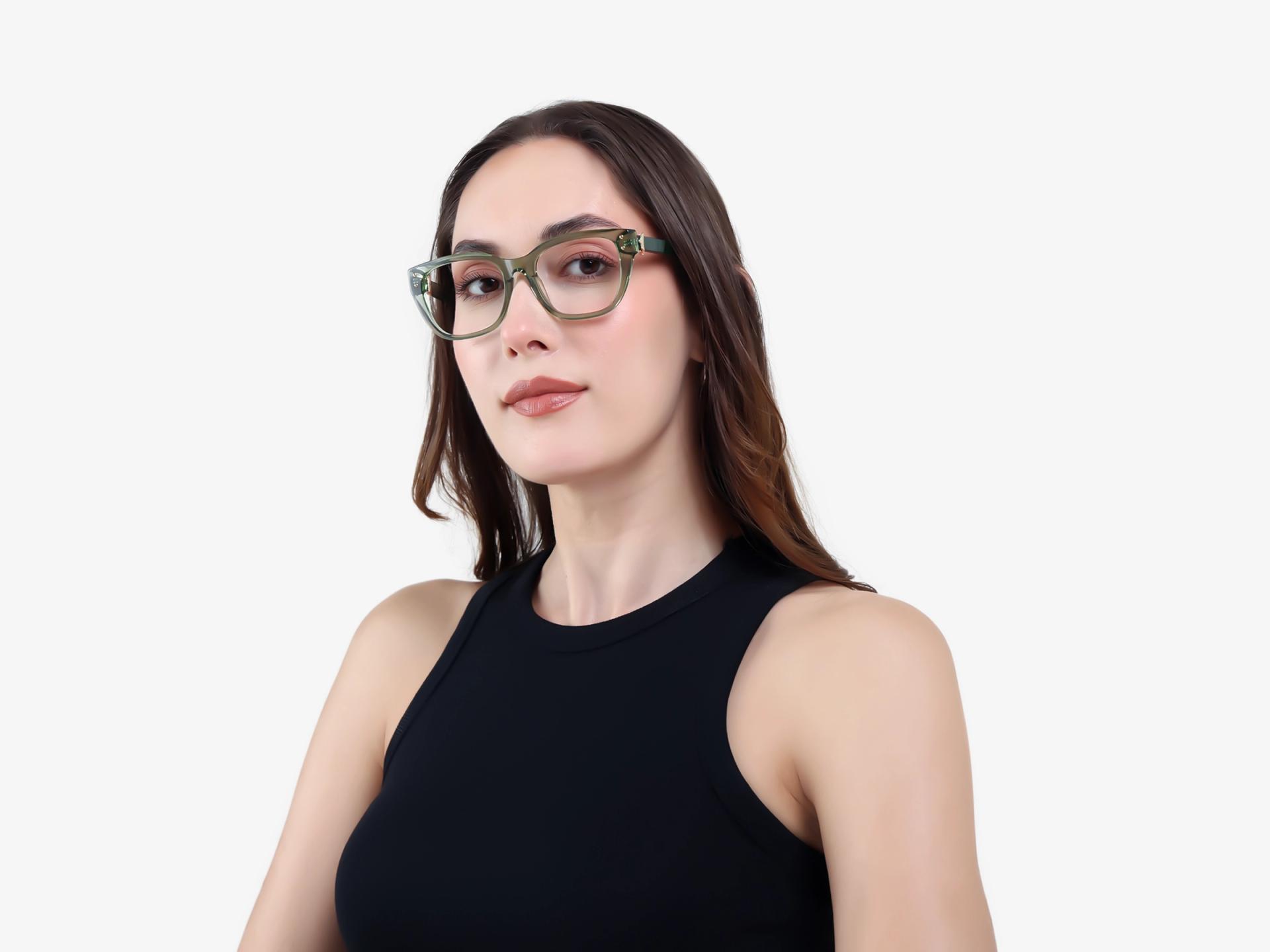 Crystal Gin Green Cat-eye Fullrim Glasses-1