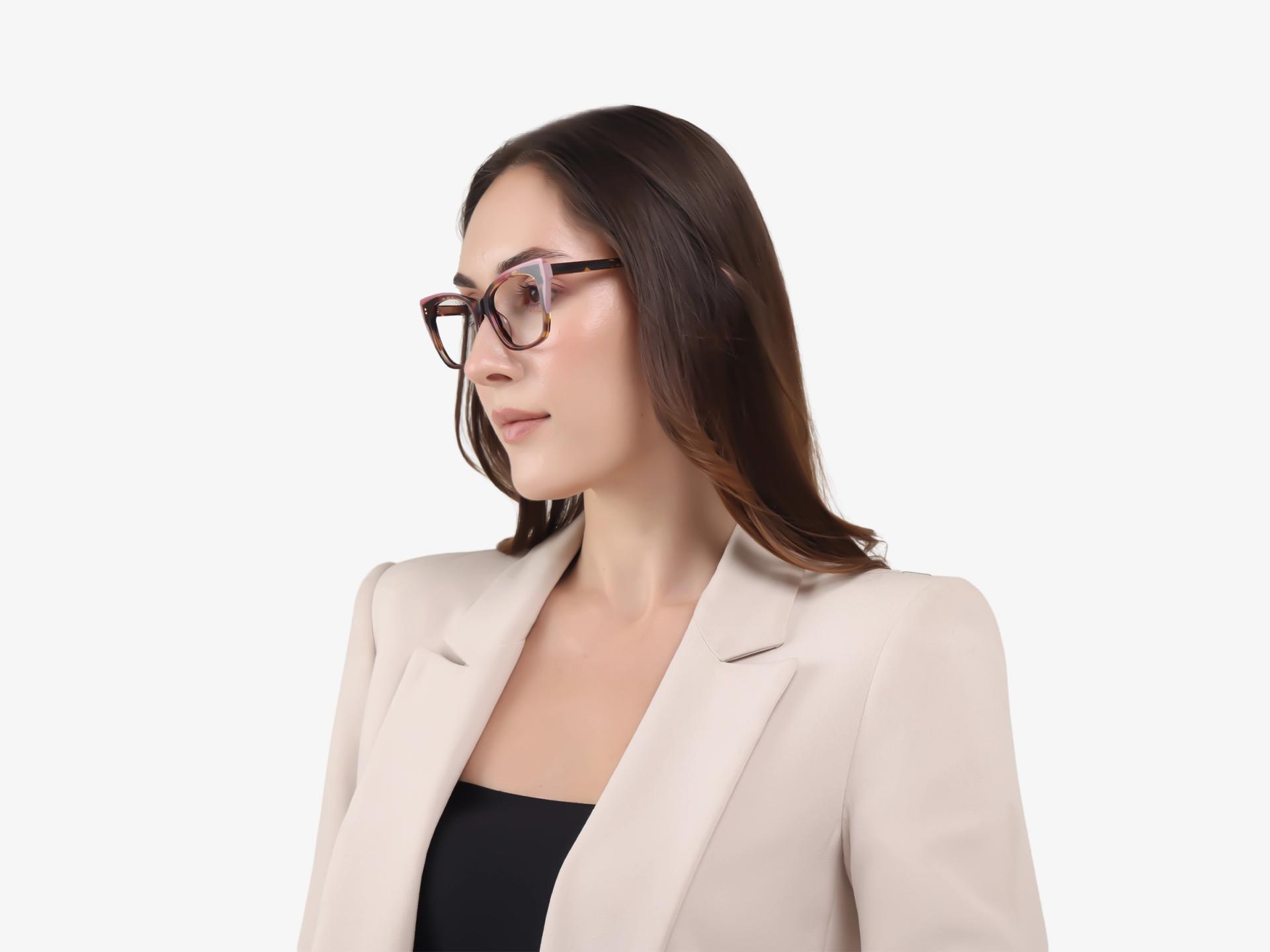 Pink & Tortoise Cat-eye Fullrim Acetate Glasses-1