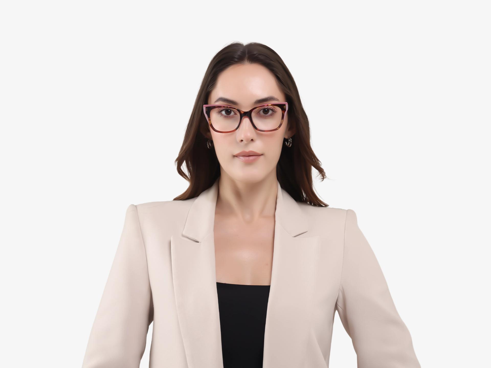 Pink & Tortoise Cat-eye Fullrim Acetate Glasses-1