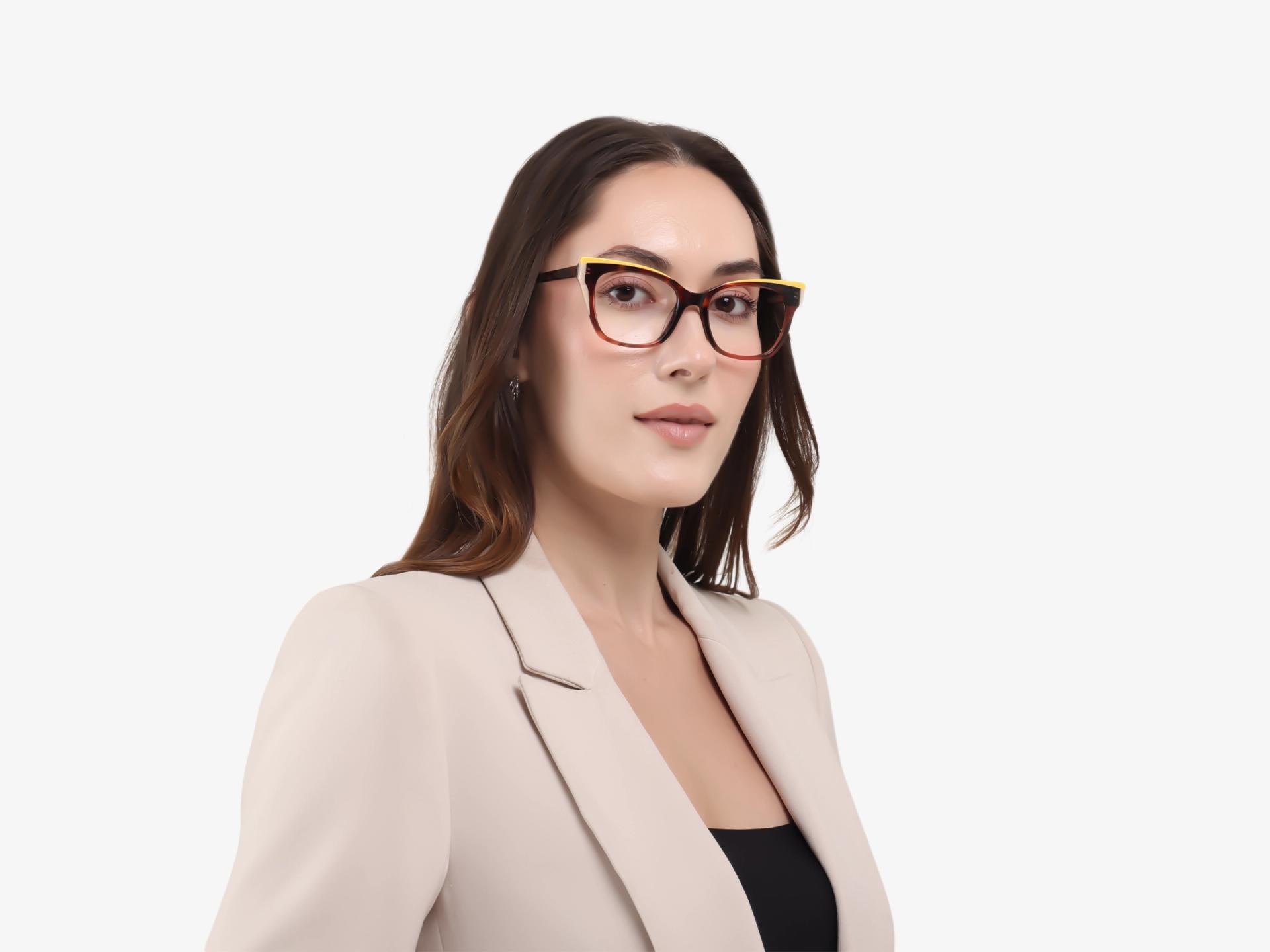 Yellow & Brown Grotto Cateye Fullrim Glasses-1