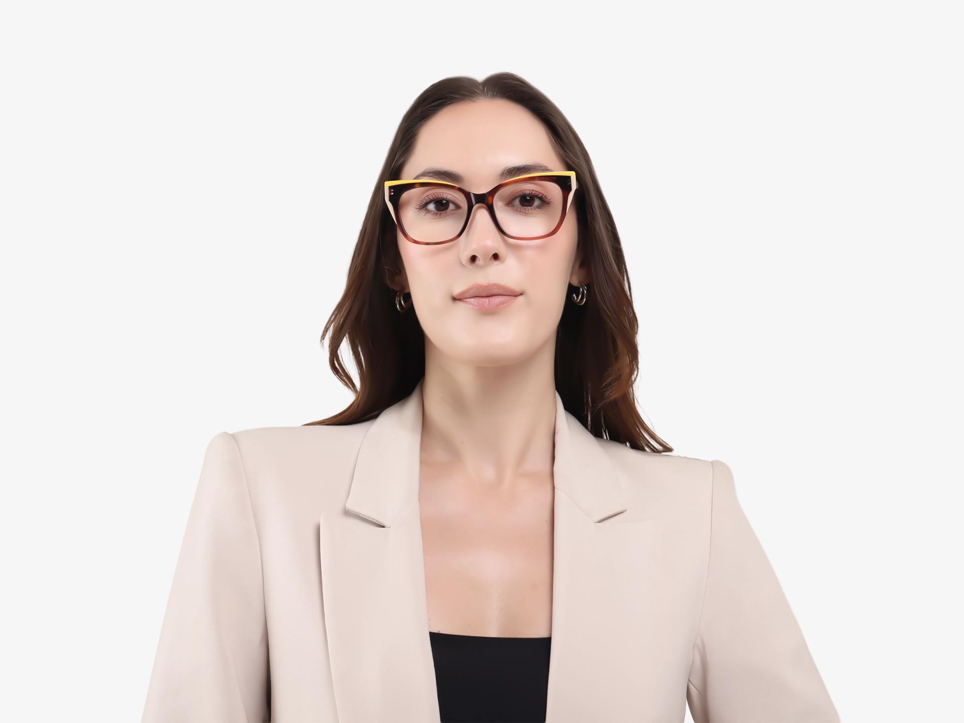 Yellow & Brown Grotto Cateye Fullrim Glasses-1