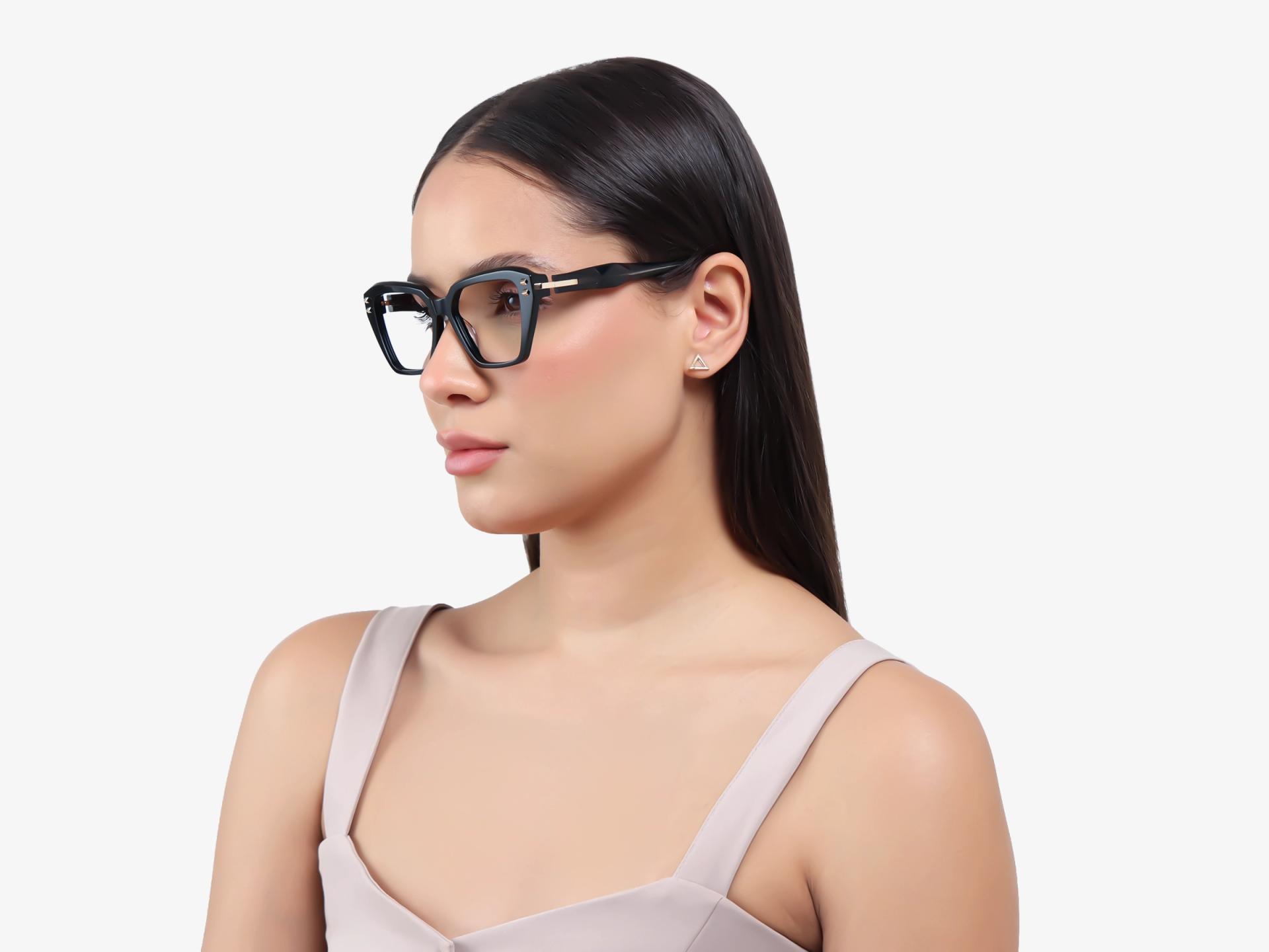 Black Cateye Geometric Fullrim Glasses-1