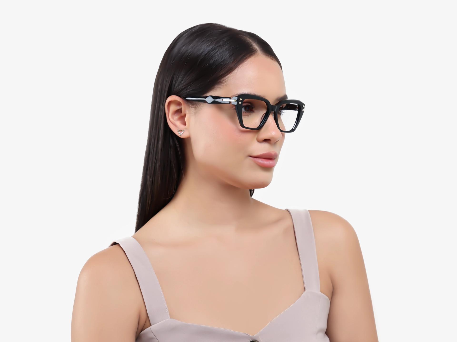 Black Cateye Geometric Fullrim Glasses-1