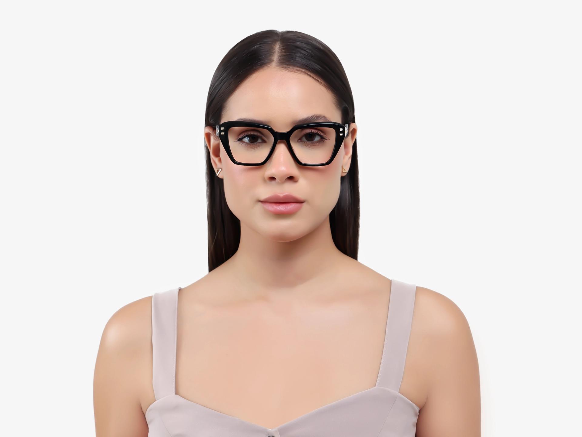 Black Cateye Geometric Fullrim Glasses-1