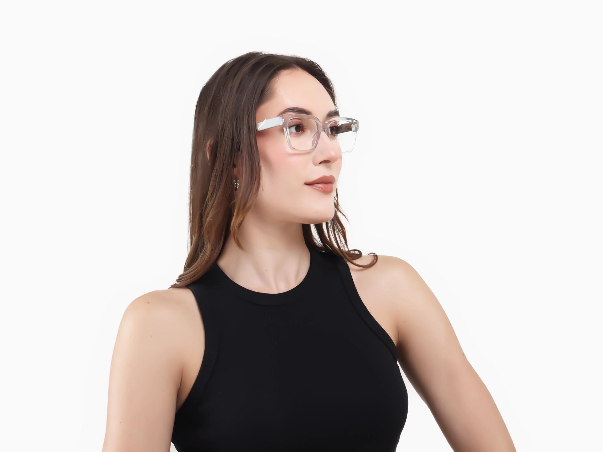 Crystal Clear Square Acetate Full-Rim Glasses-1