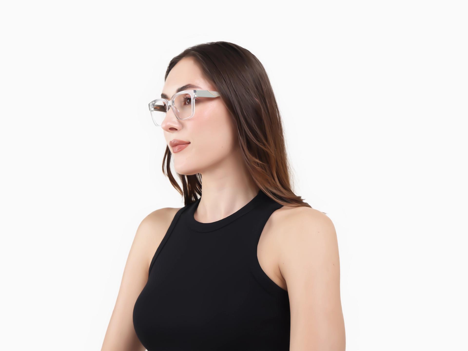 Crystal Clear Square Acetate Full-Rim Glasses-1