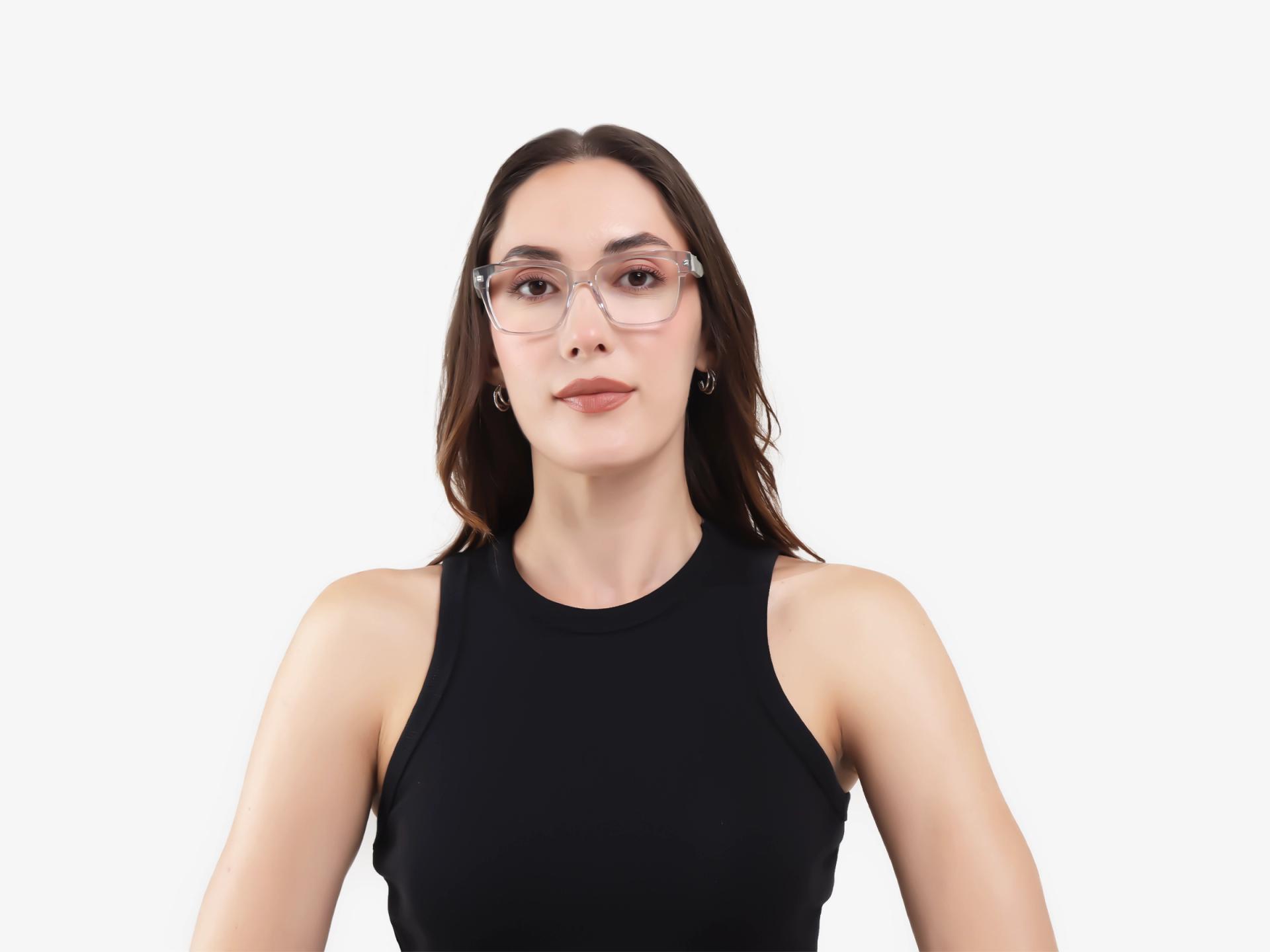 Crystal Clear Square Acetate Full-Rim Glasses-1