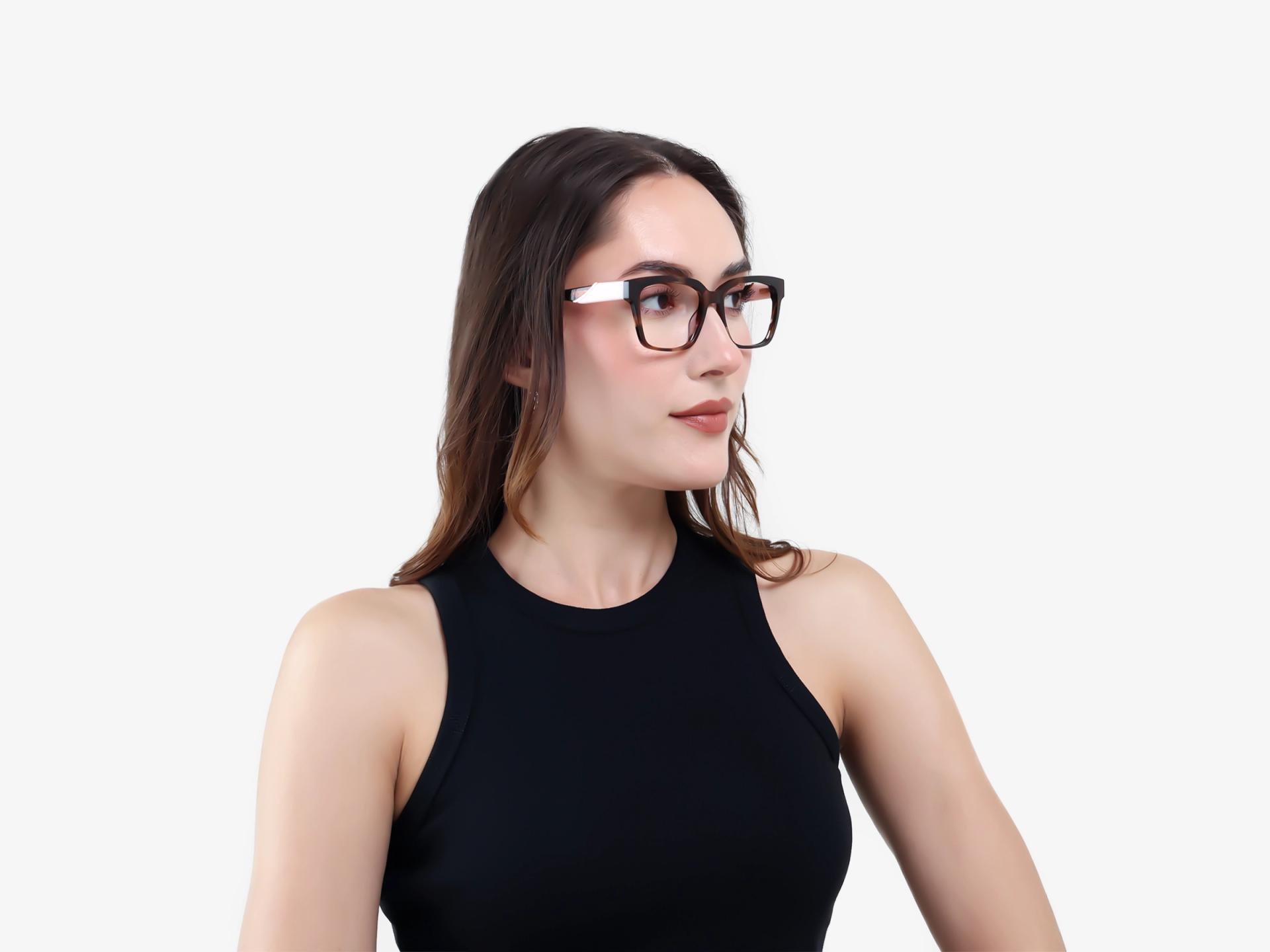 Brown Marble Square Acetate Full-Rim Glasses-1