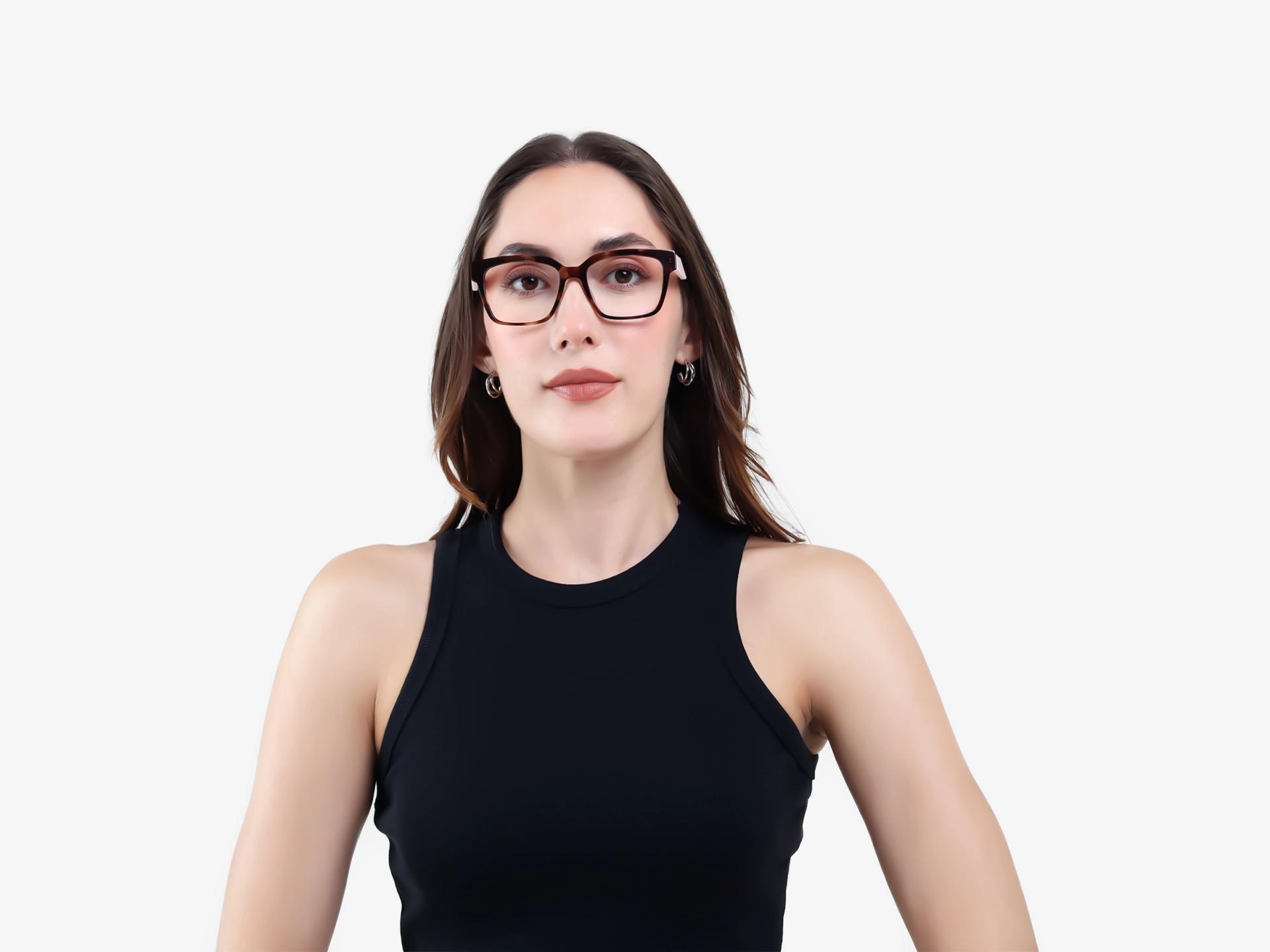 Brown Marble Square Acetate Full-Rim Glasses-1