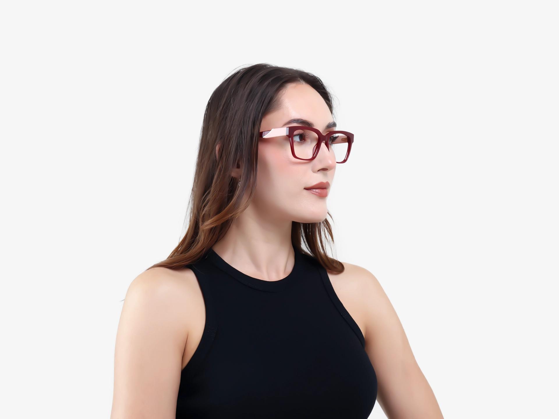 Dark Maroon Square Acetate Full-Rim Glasses-1