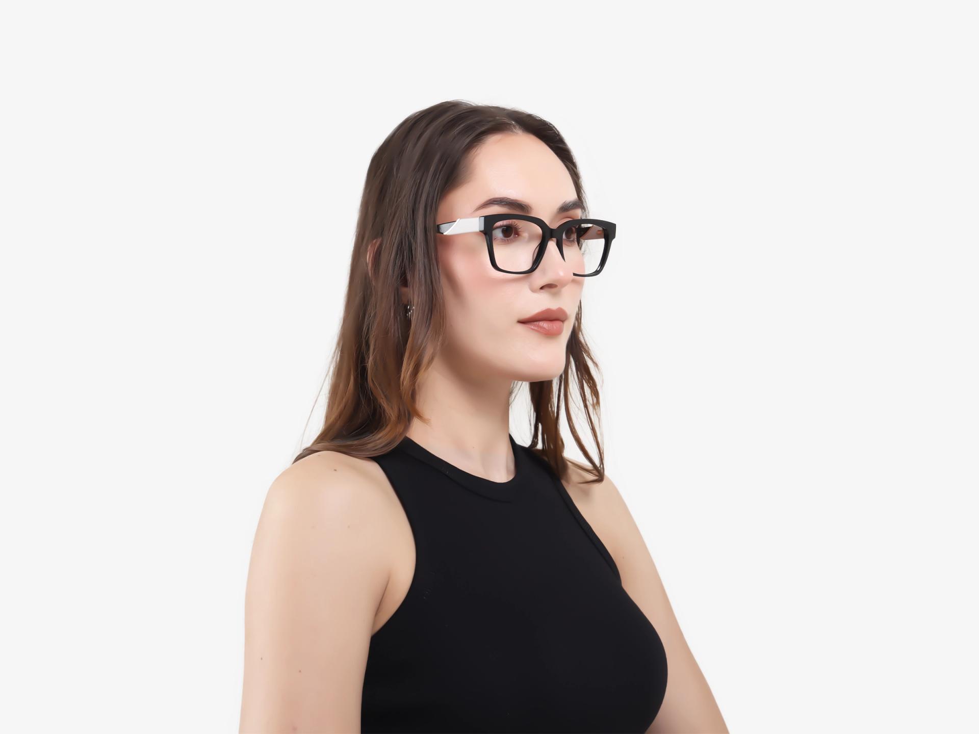 Black Square Acetate Full-Rim Glasses-1