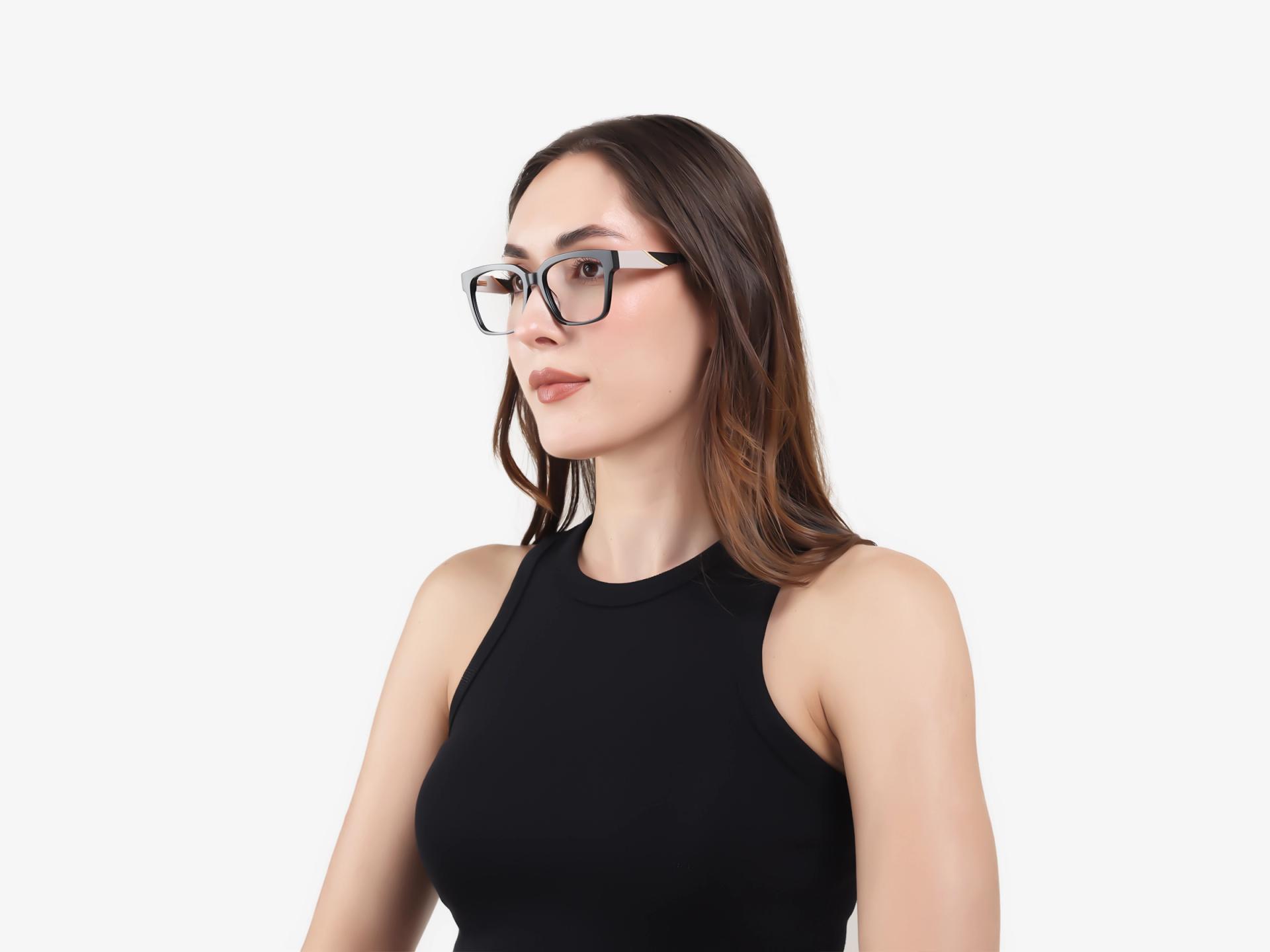 Black Square Acetate Full-Rim Glasses-1